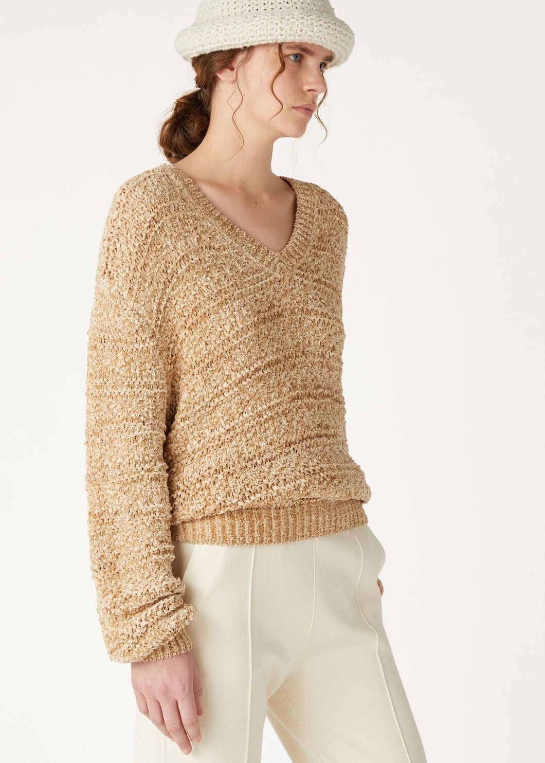 Loro Piana o1w1db10825 FAO8348 Val D'egua V-neck Sweater in Camel Size XS / US 0-2 / IT 36-38 - 3 Thumbnail