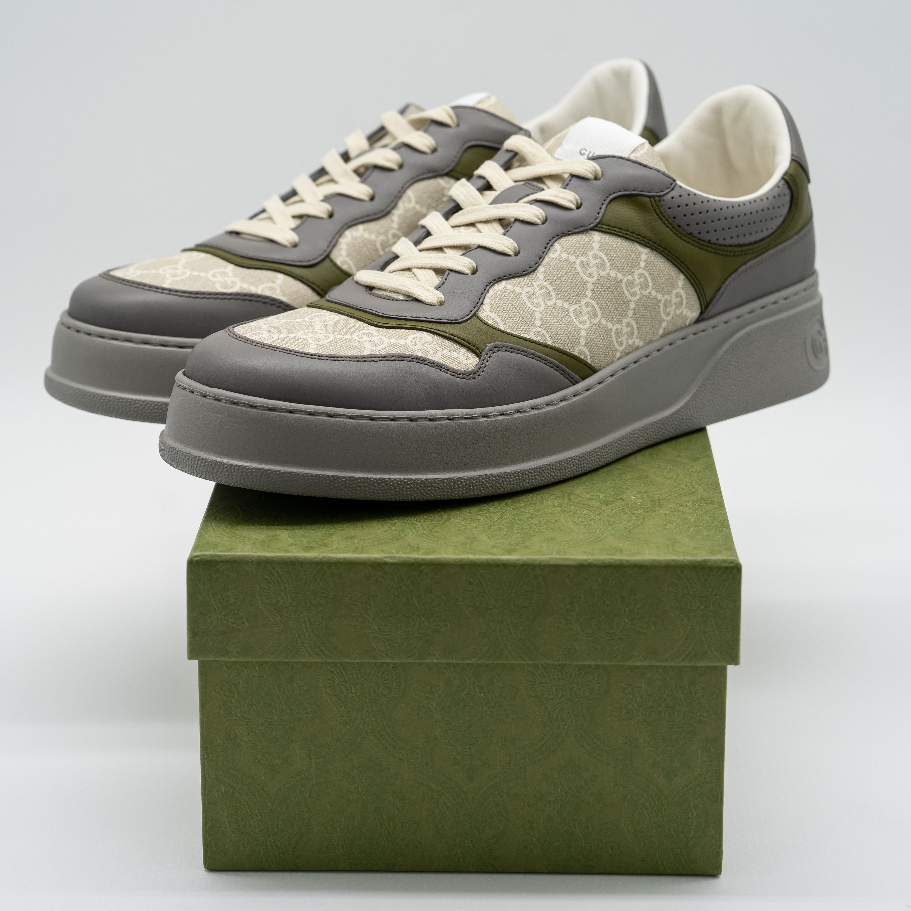 Gucci Gucci GG Chunky B Sneakers Green Beige Grey GG Leather Size US 15 / EU 48 - 11 Thumbnail