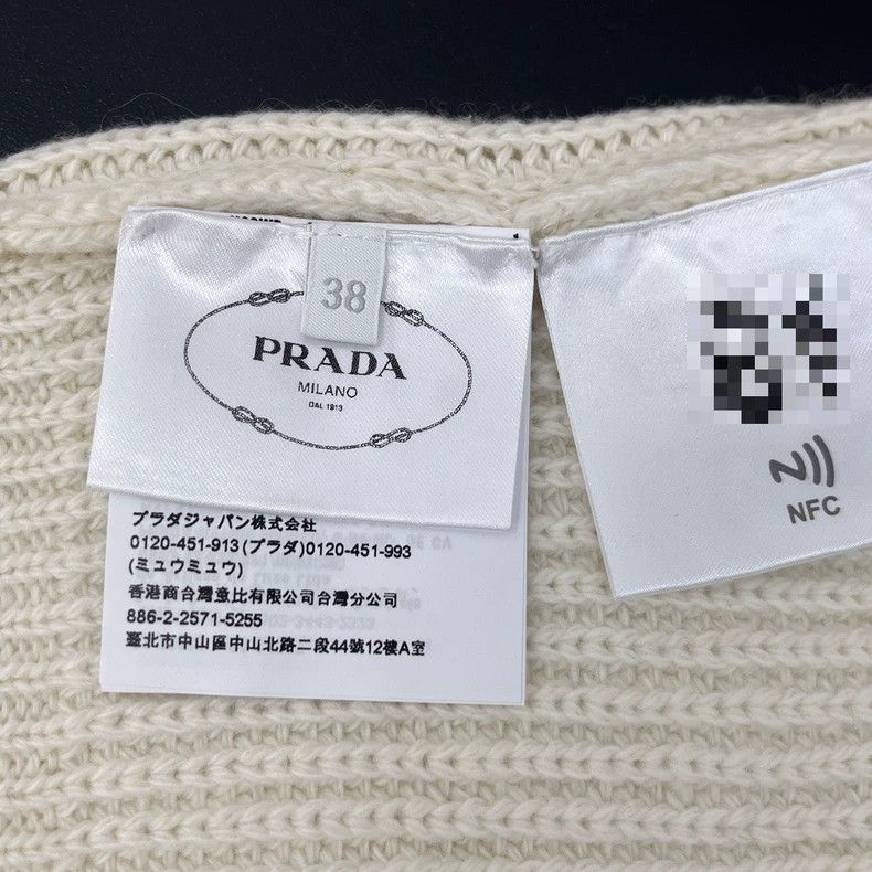 Prada Prada Size 38 Milky white classic logo sheep wool cashmere Size US XS / EU 42 / 0 - 7 Thumbnail