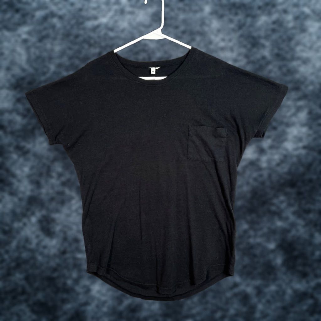 Vintage Black Short Sleeve U Hem Cotton T-Shirt With Pocket Size Medium Size US M / EU 48-50 / 2 - 1 Thumbnail