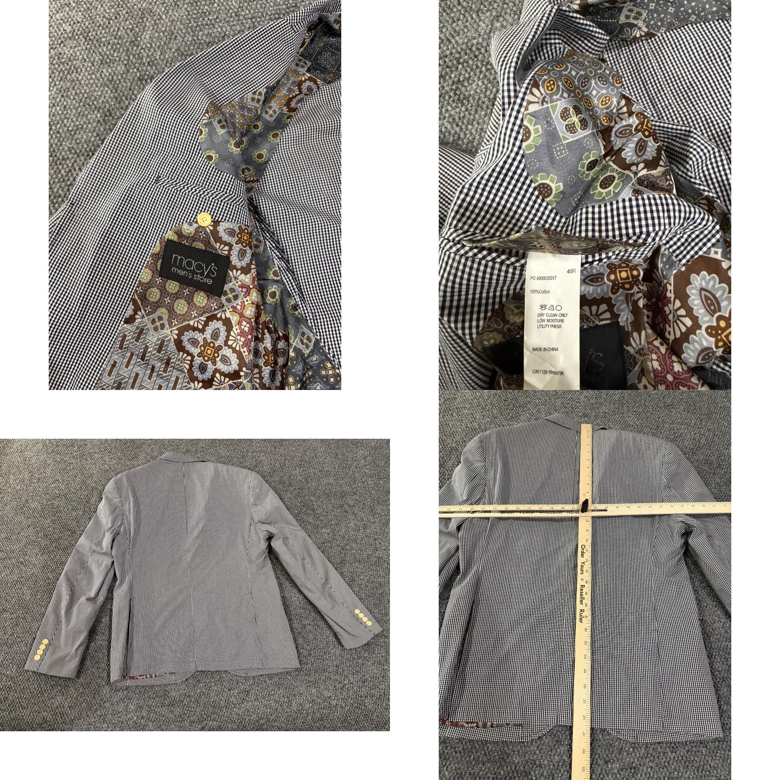 Tallia Tallia Sport Coat Mens 40R Gray Check Blazer Two Button Casual Dress Jacket Regular Fit Wool Polyester Size 40R - 8 Thumbnail