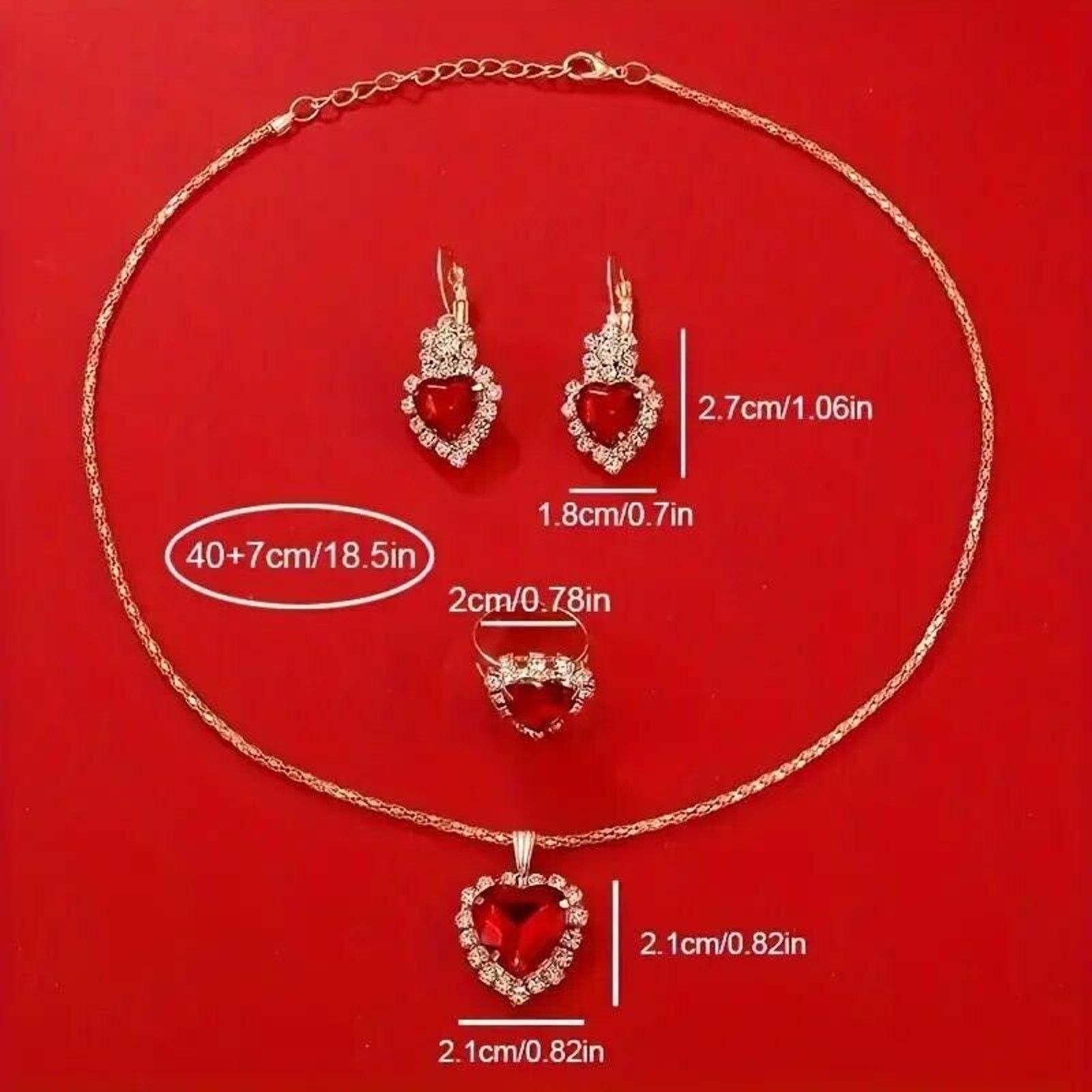 Other 5pc ‘I Luv You’ Watch Jewelry Set • Heart-Shaped Faux Ruby Size ONE SIZE - 4 Thumbnail