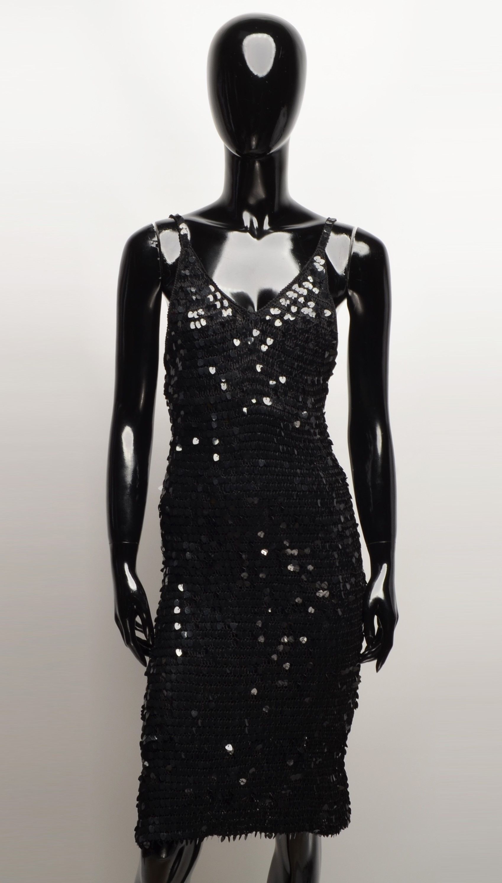 Vintage Stunning Vintage Y2K Crochet Sequin Beaded Mini Dress Size S / US 4 / IT 40 - 1 Thumbnail