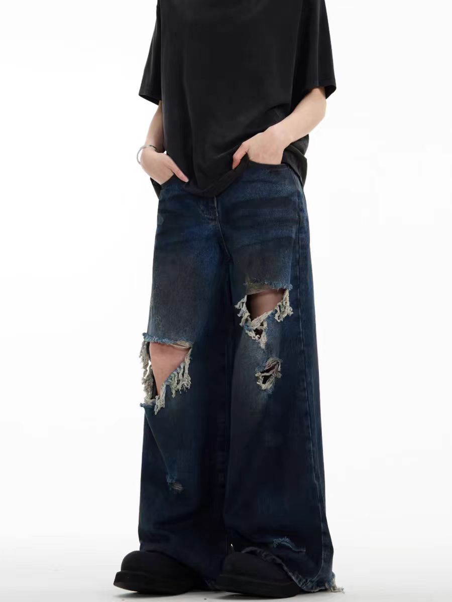 Japanese Brand × Jean Vintage washed distressed high street baggy jeans Size US 34 / EU 50 - 1 Thumbnail