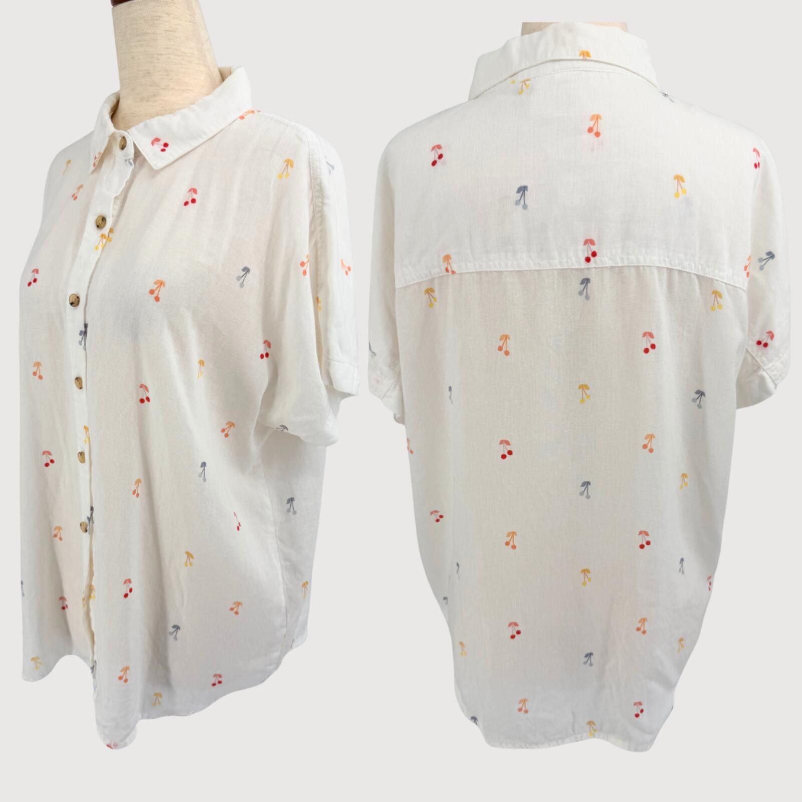 Marine Layer Marine Layer Cherry Button Up Shirt White S Size S / US 4 / IT 40 - 3 Thumbnail