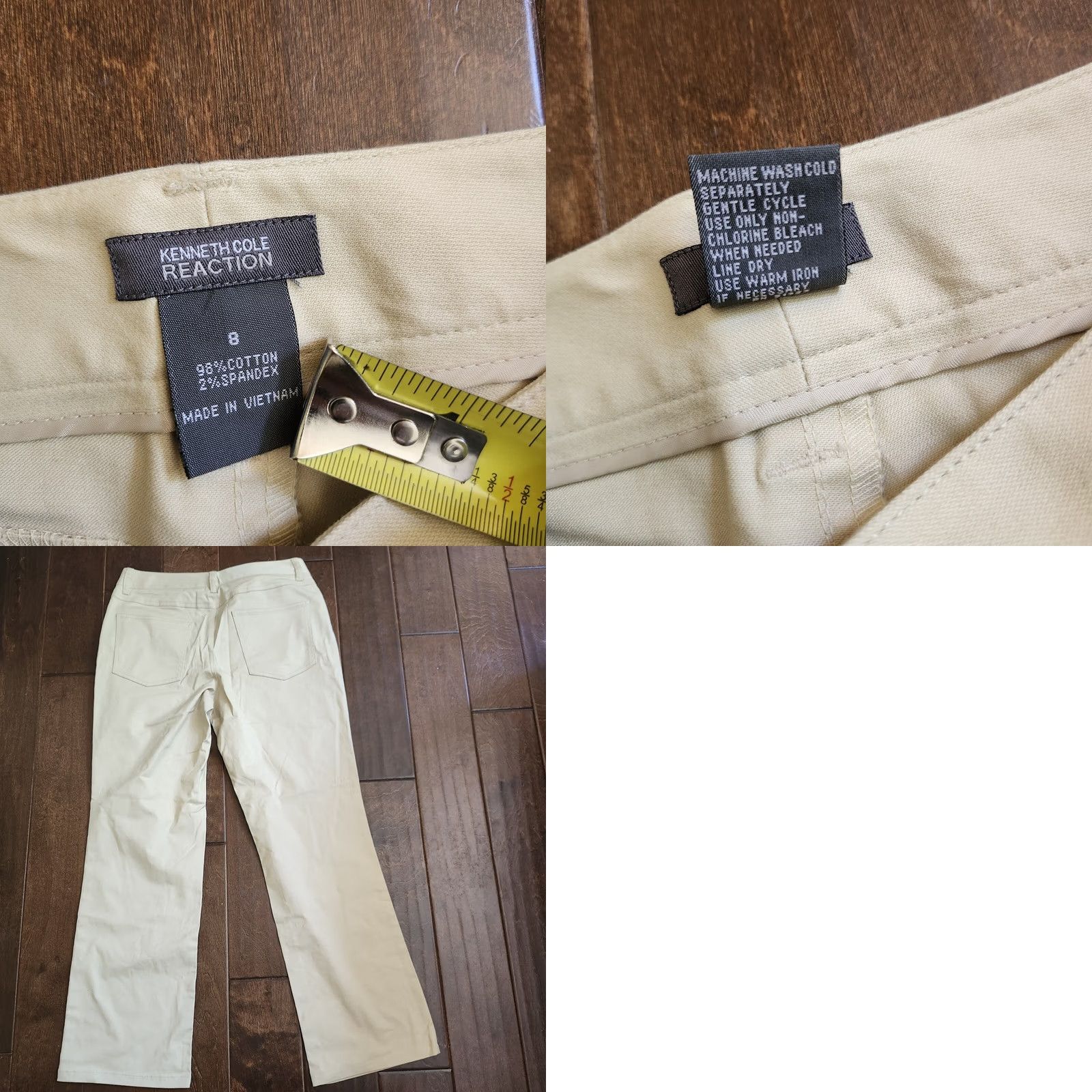 Kenneth Cole Kenneth Cole Reaction Women's Beige Pants - Regular, Size 8, Dress Pants, Cotton Spandex, Zip Button Closure, Machine Washable, Solid, VINTAGE? No Size 30" / US 8 / IT 44 - 9 Thumbnail