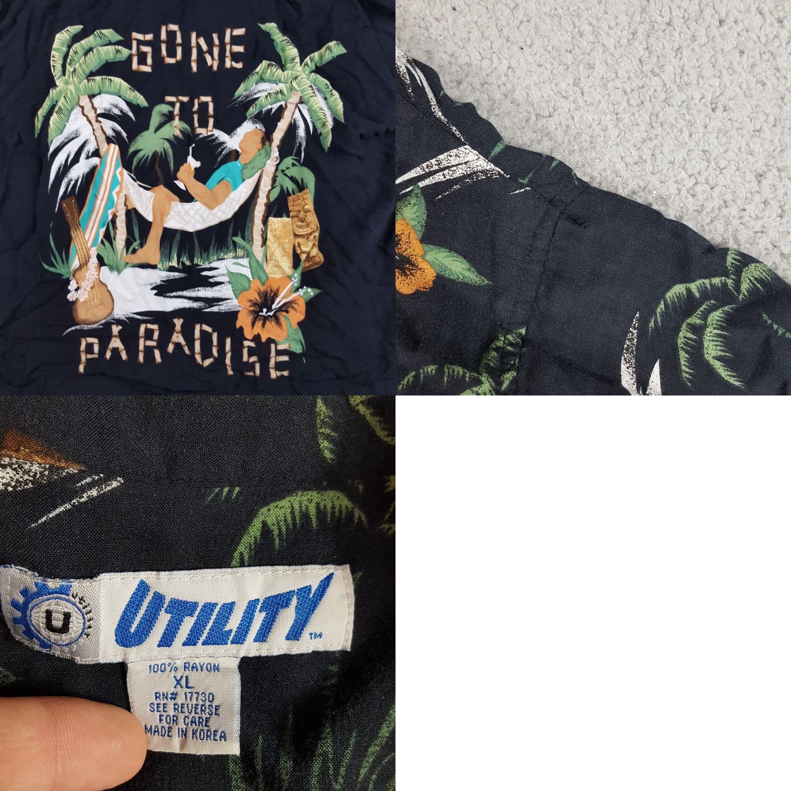 Vintage VINTAGE Utility Hawaiian Camp Shirt XL Floral Button Up Palm Tree Retro Men Size US XL / EU 56 / 4 - 8 Thumbnail