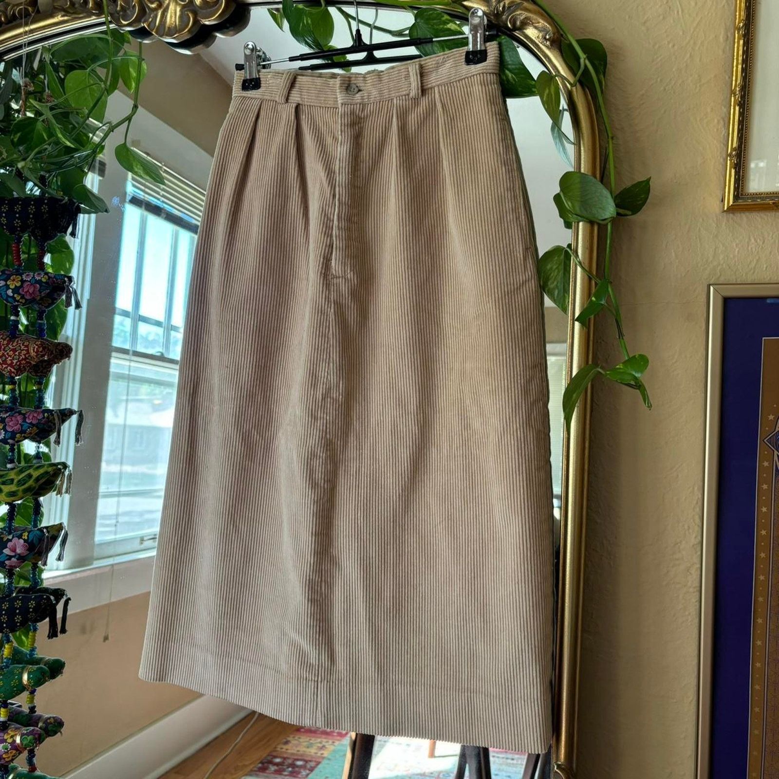 Vintage Vintage Palmetto’s Beige Corduroy Midi Skirt XXS Size 23" - 2 Thumbnail