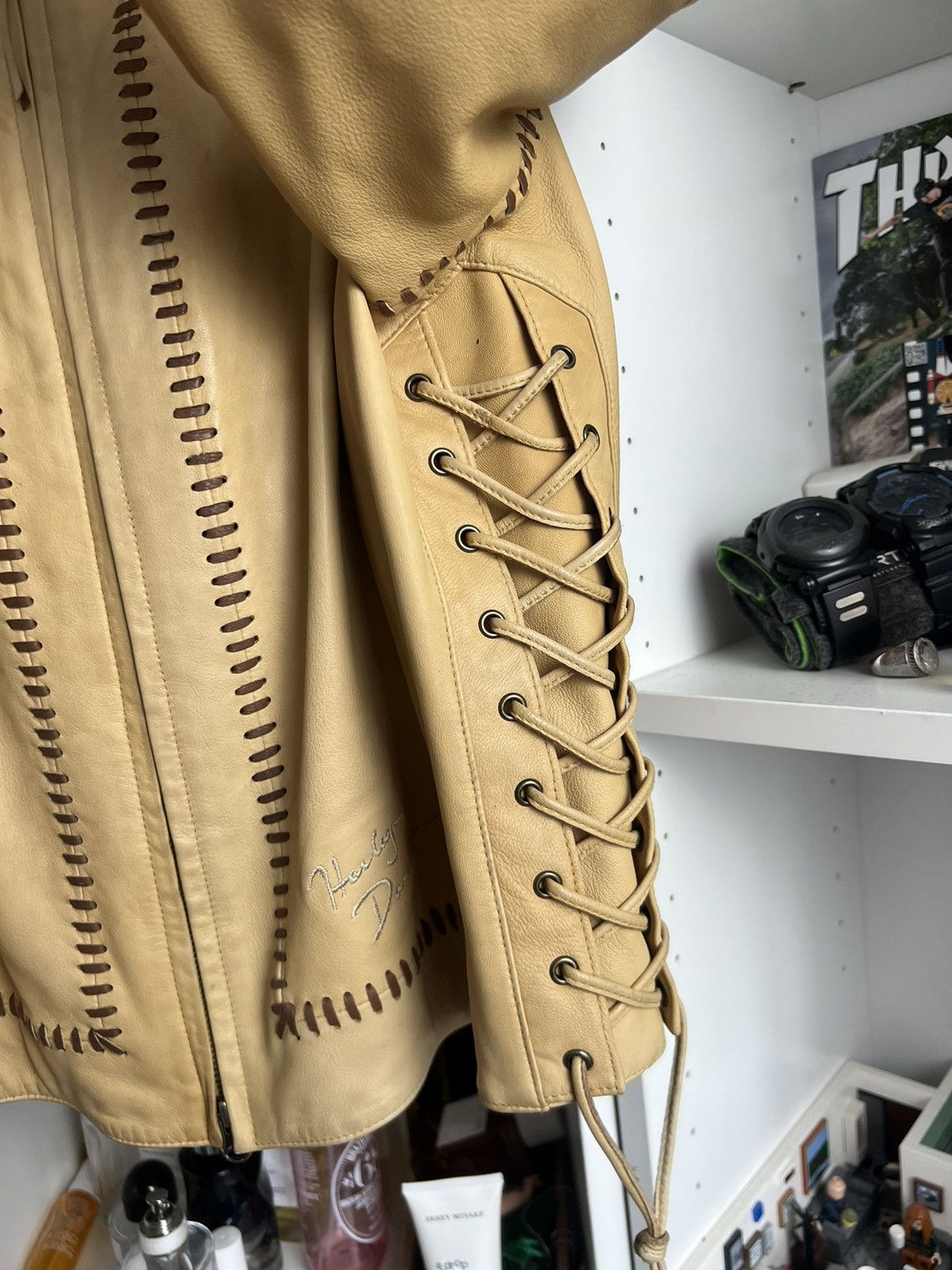 Harley Davidson × Vintage × West Coast Choppers Vintage 90s Harley Davidson big logo leather bomber jacket Size US XL / EU 56 / 4 - 6 Thumbnail