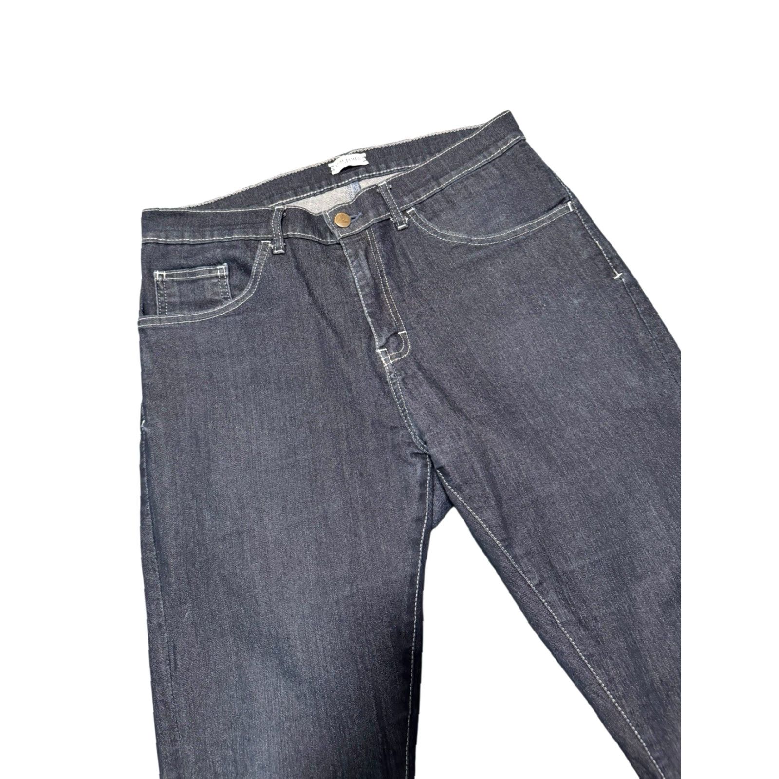 Delta Tom James Jeans Mens 31x28 Delta Blue Denim Tapered Stretch Dark Wash USA Regular 31in Inseam Pockets Size US 31 - 2 Thumbnail