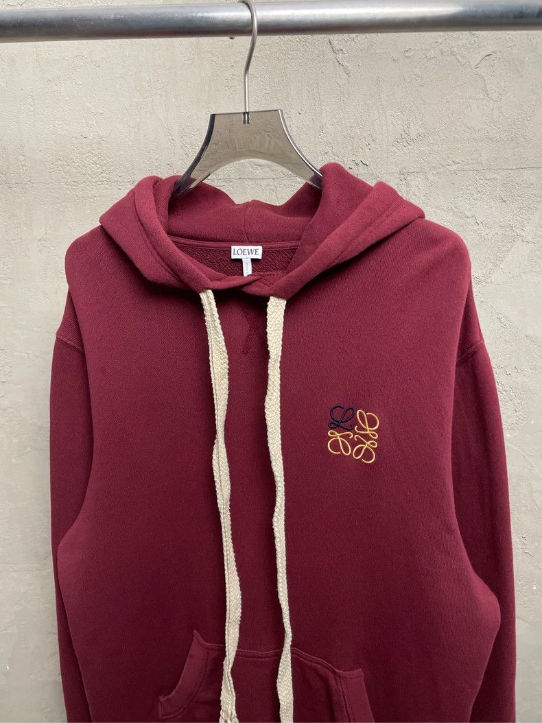 Loewe LOEWE Red embroidered logo hoodie sweater Size L / US 10 / IT 46 - 3 Thumbnail