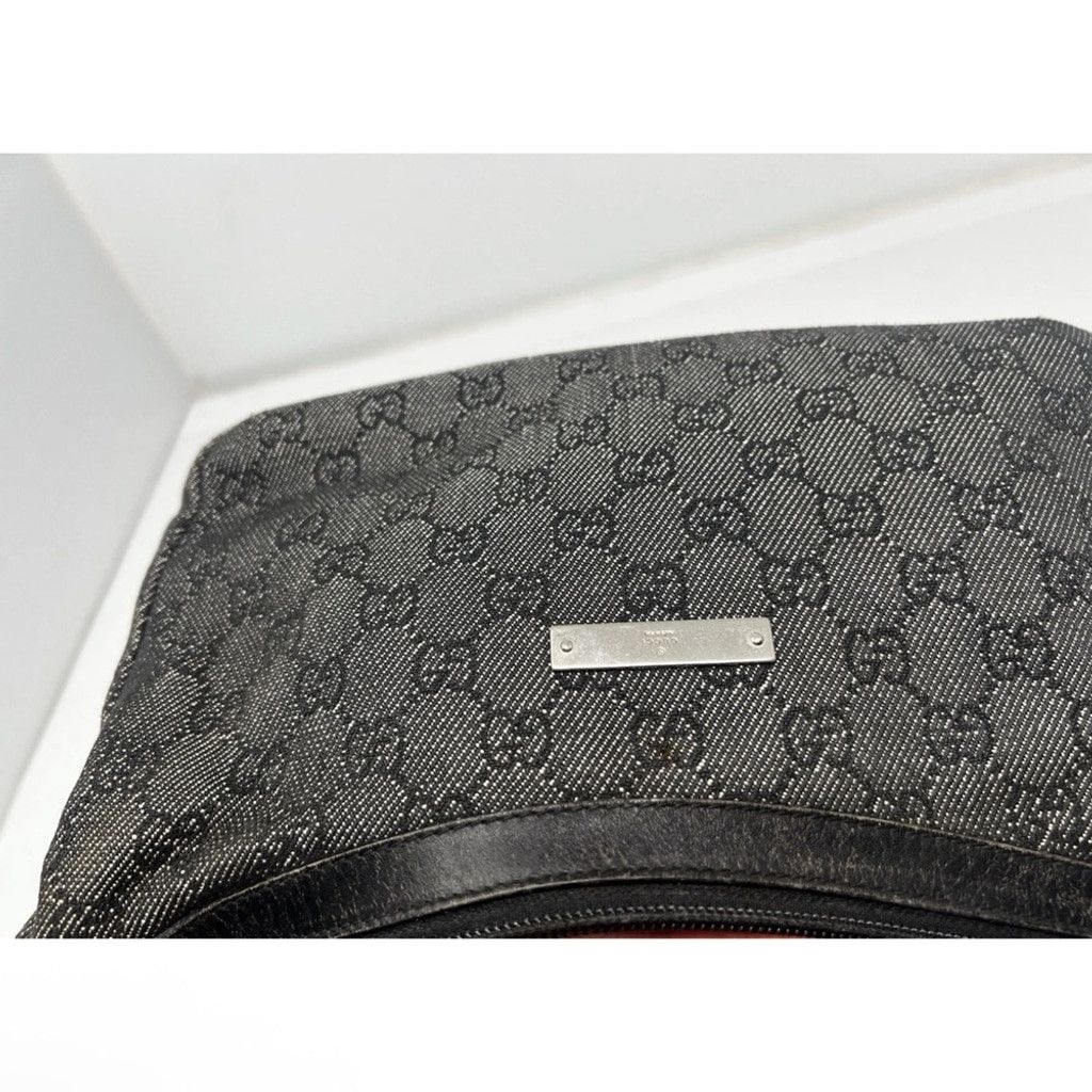 Gucci Gucci Black Denim Monogram Hobo Half Moon Shoulder Bag Size ONE SIZE - 10 Thumbnail