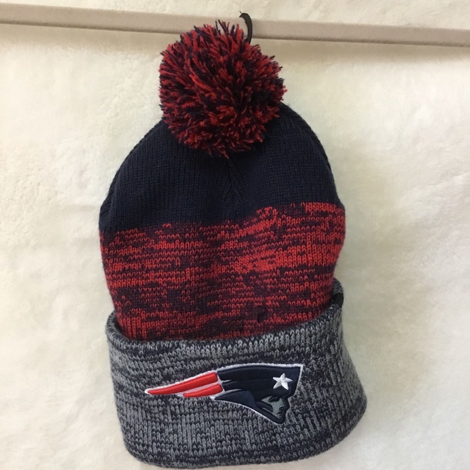 NFL NFL Team 47 Patriots Gray Cuffed Knit Hat with Pom Size ONE SIZE - 4 Thumbnail
