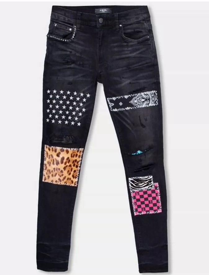 Amiri Amiri black denim patchwork pants Size US 28 / EU 44 - 1 Thumbnail