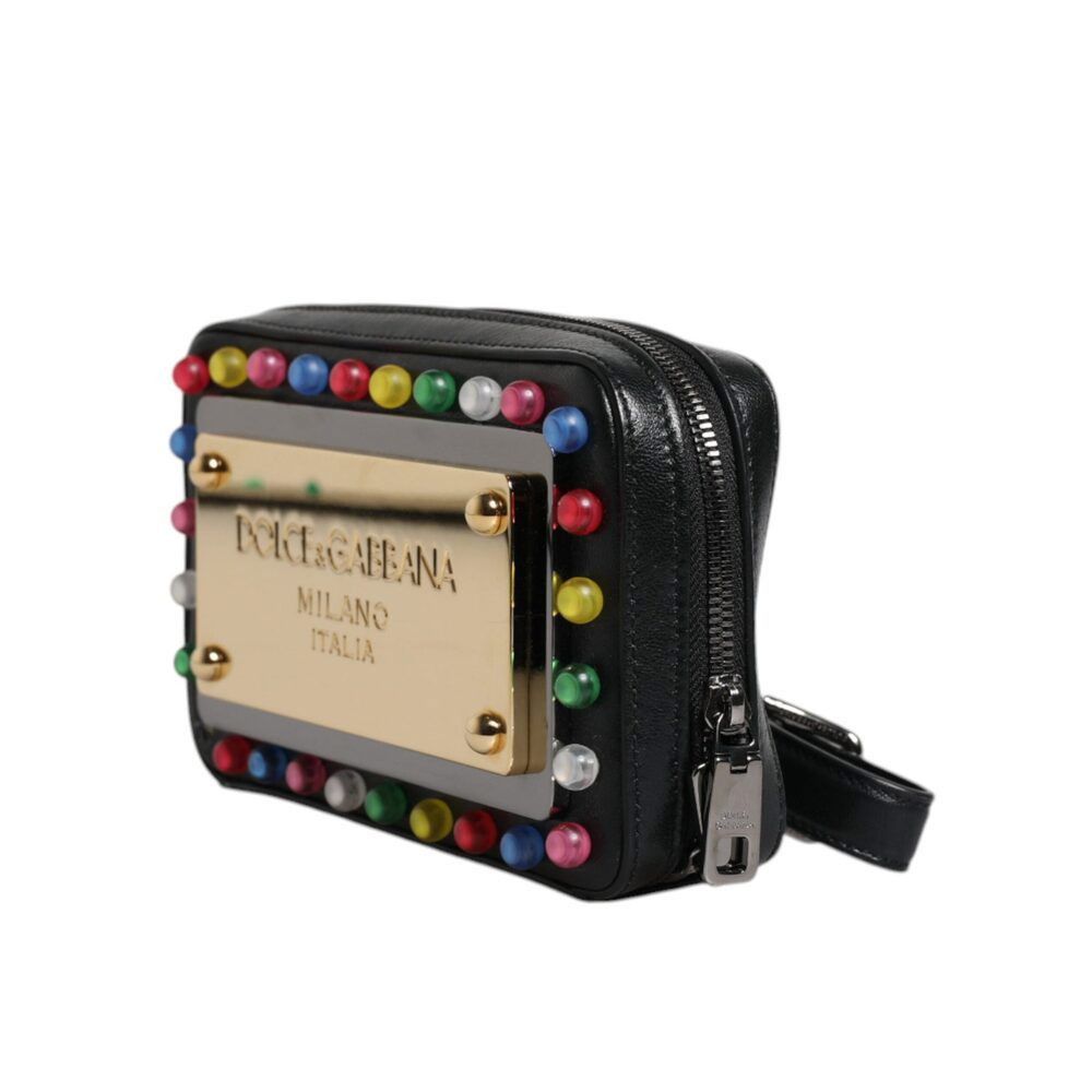 Dolce & Gabbana Dolce & Gabbana Black Leather LED Logo Wrist Strap Clutch Ba Size ONE SIZE - 4 Thumbnail
