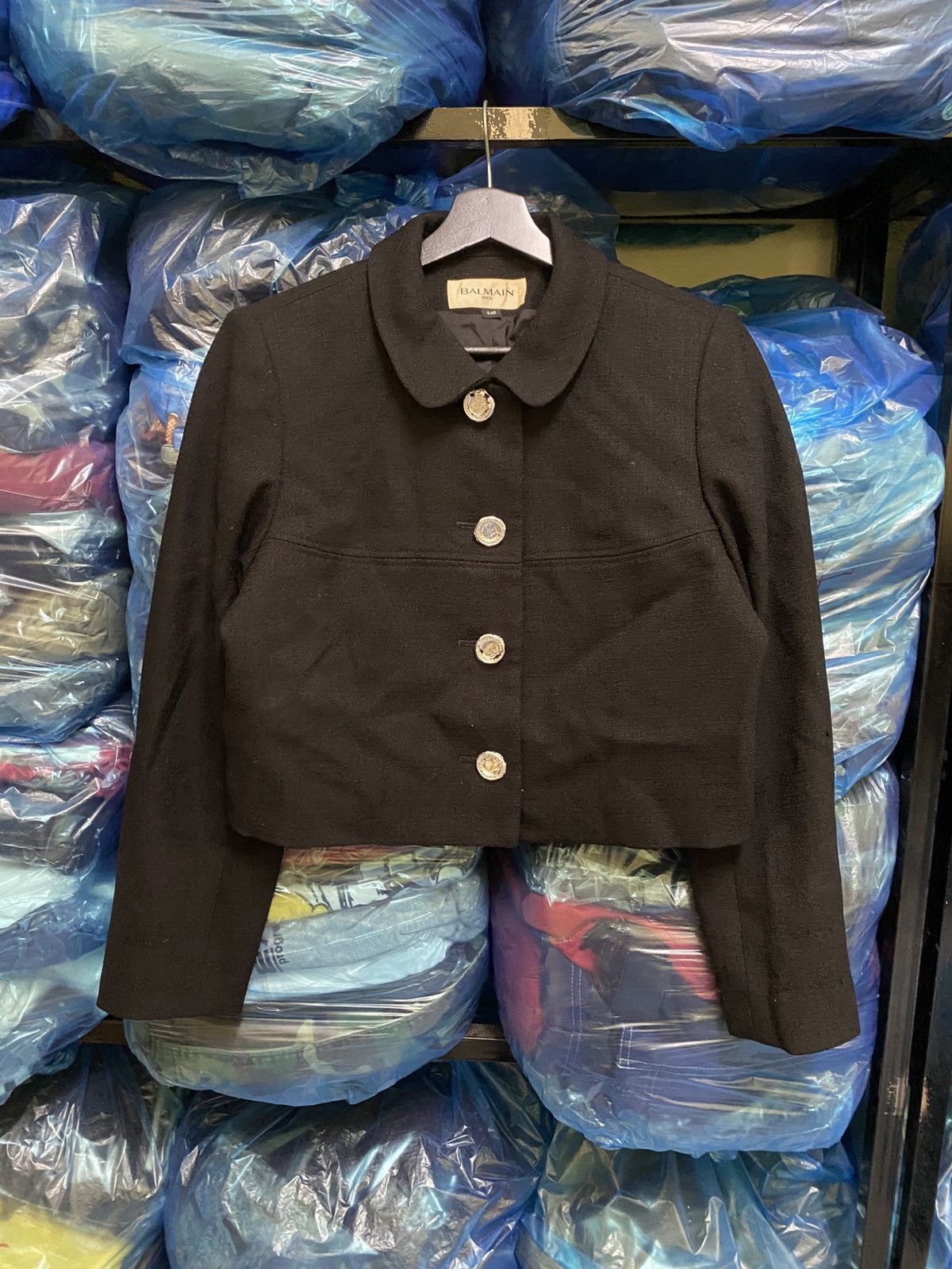 Balmain Vintage Balmain Paris Black Cropped Wool Jacket Size S / US 4 / IT 40 - 4 Thumbnail