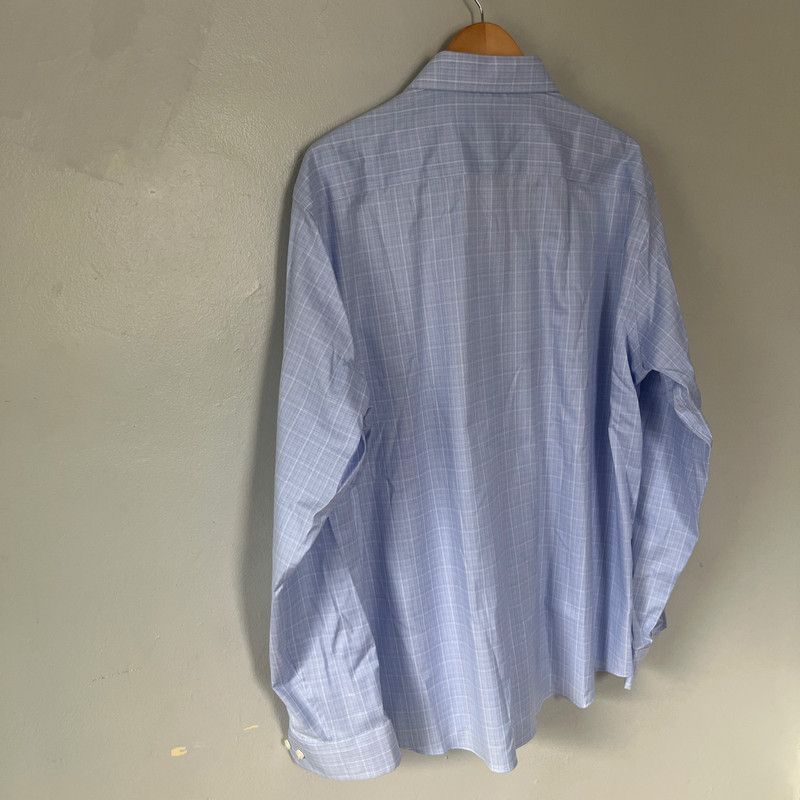 Egara Egara Men's Long-Sleeve Dress Shirt Light Blue Plaid XXL Size US L / EU 52-54 / 3 - 4 Thumbnail