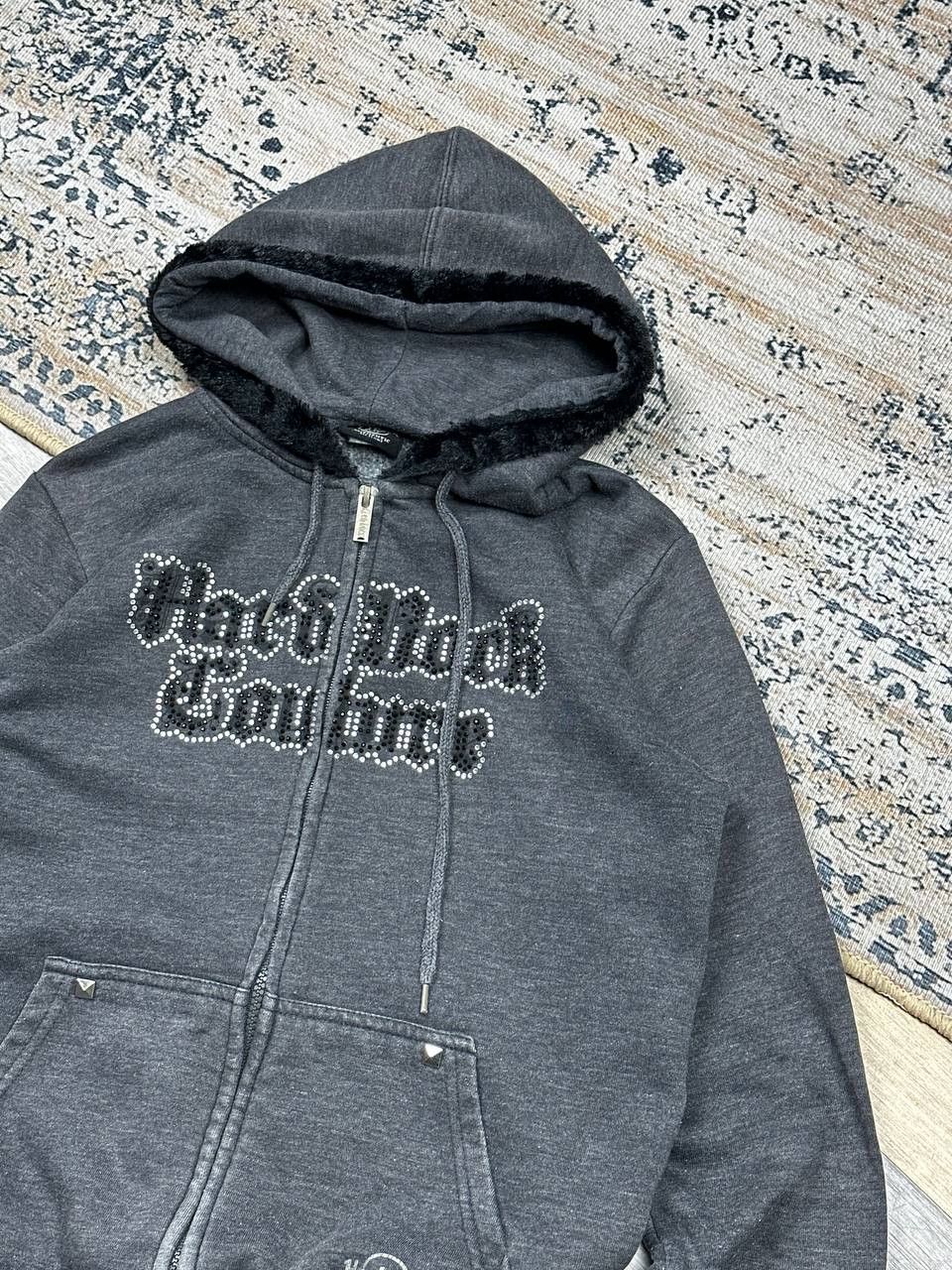 Hard Rock Cafe Vintage 90s Hard Rock Couture Y2K Fur Hoodie Size M / US 6-8 / IT 42-44 - 4 Thumbnail