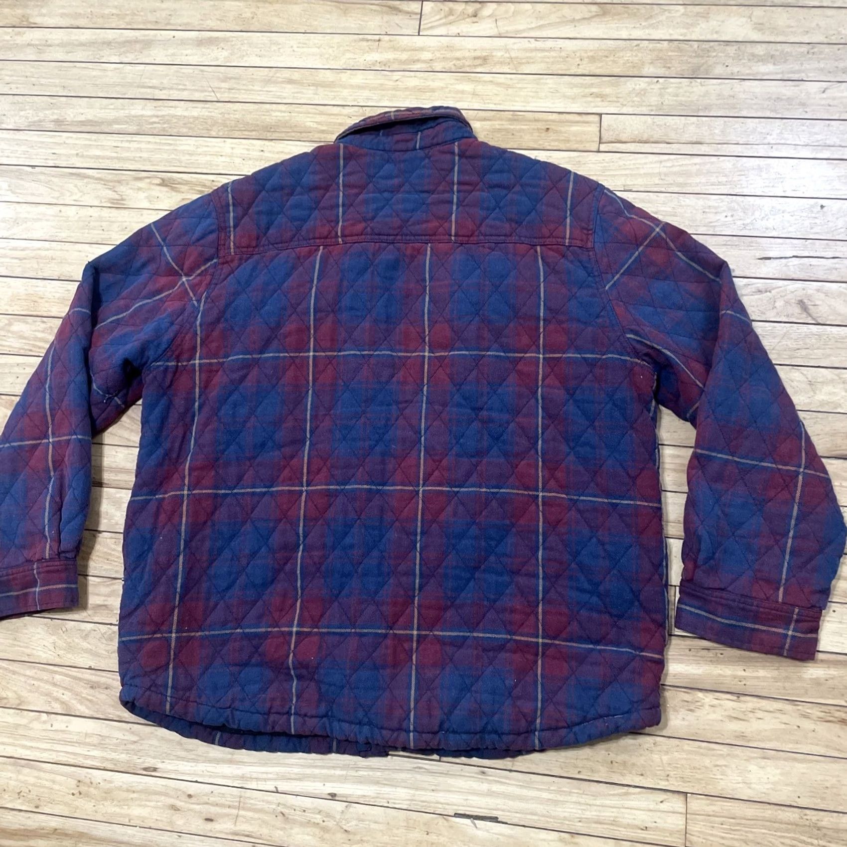 George George Shacket Men 2XL Plaid Sherpa Fleece Jacket Blank et Beach Pile Blanket Safety-Classic Pilled Pockets Logo Blue Red Vintage Mens 2XL Size US XXL / EU 58 / 5 - 2 Thumbnail