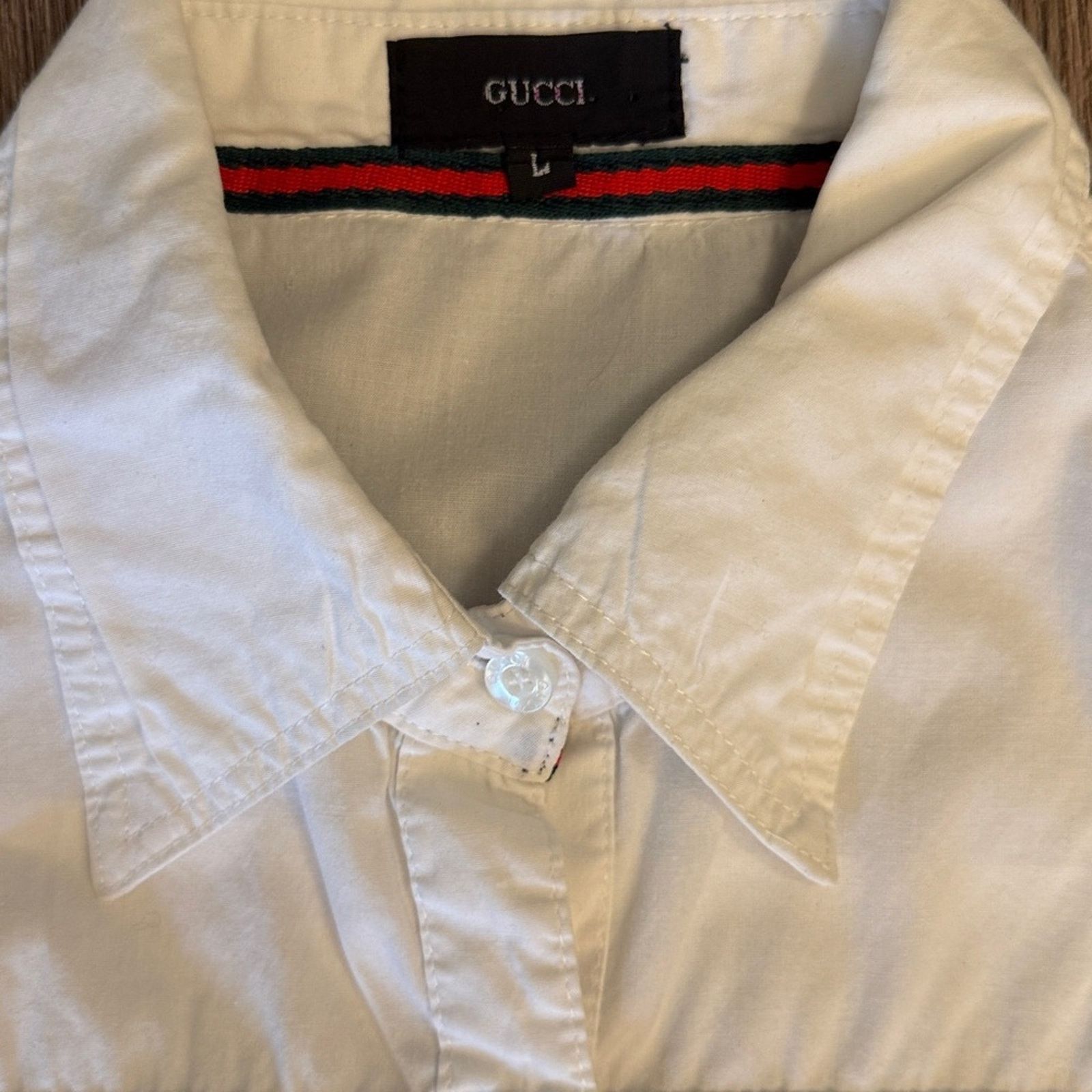 Gucci Vintage Gucci White Casual Button Down Shirt Size L / US 10 / IT 46 - 5 Thumbnail