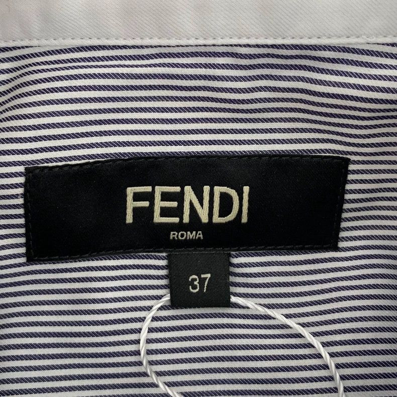 Fendi FENDI size 37 Blue logo embroidered spread collar striped c Size US M / EU 48-50 / 2 - 6 Thumbnail