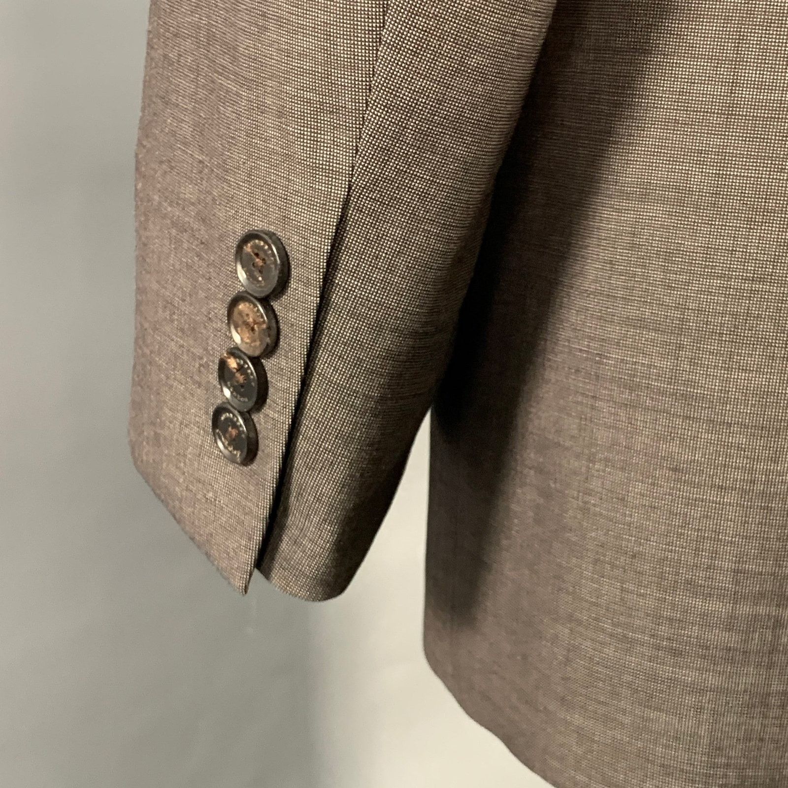 Burberry BURBERRY Size 46 Regular Grey Virgin Wool Notch Lapel Suit Size 46R - 6 Thumbnail