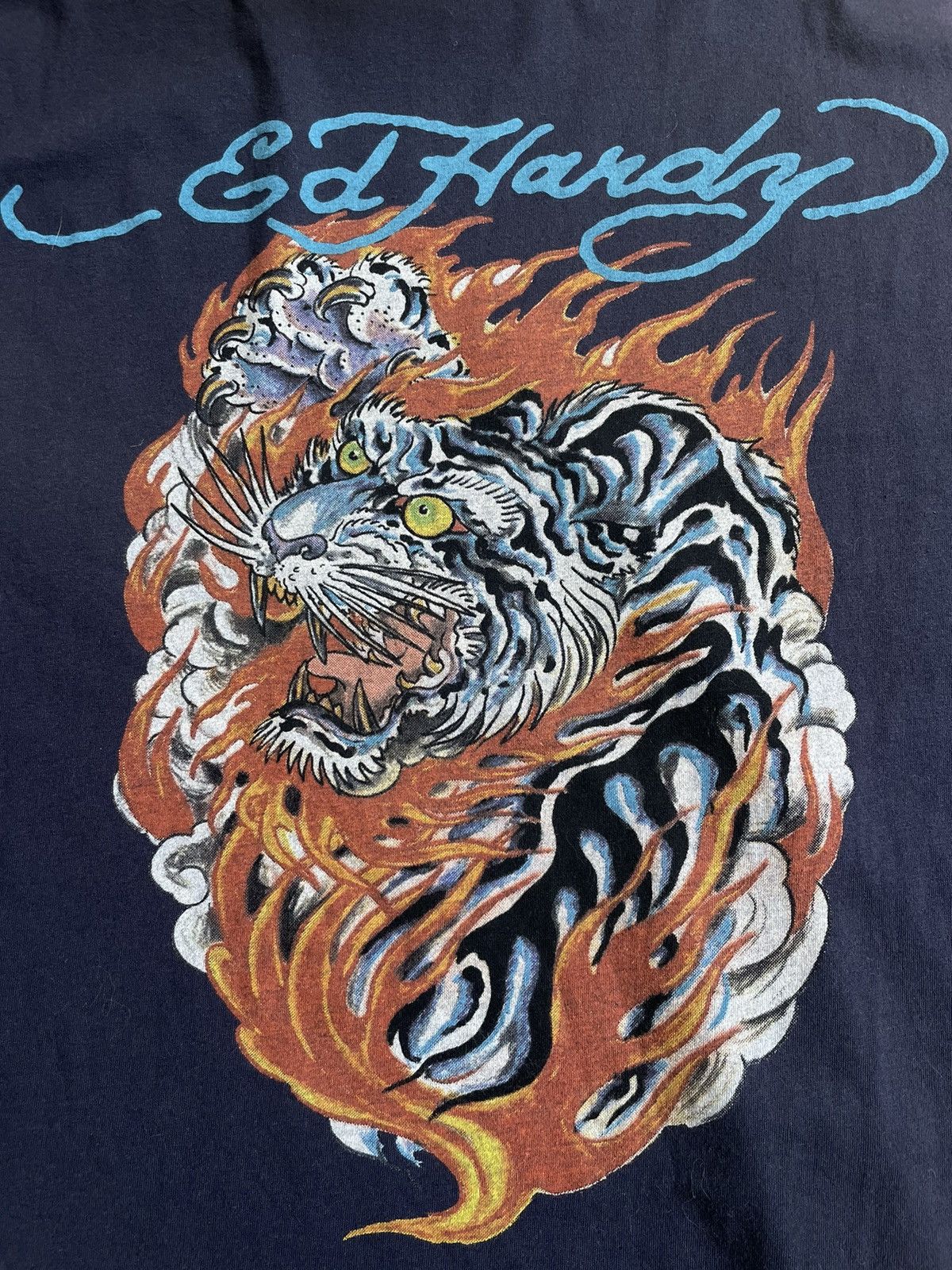 Ed Hardy Vintage Ed Hardy Y2K Fire Tiger T-Shirt Blue RARE Size US XL / EU 56 / 4 - 5 Thumbnail