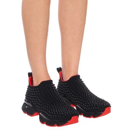 Christian Louboutin o1bcso1str1024 Spike Sock Flat in Black Size US 10 / EU 43 - 3 Thumbnail