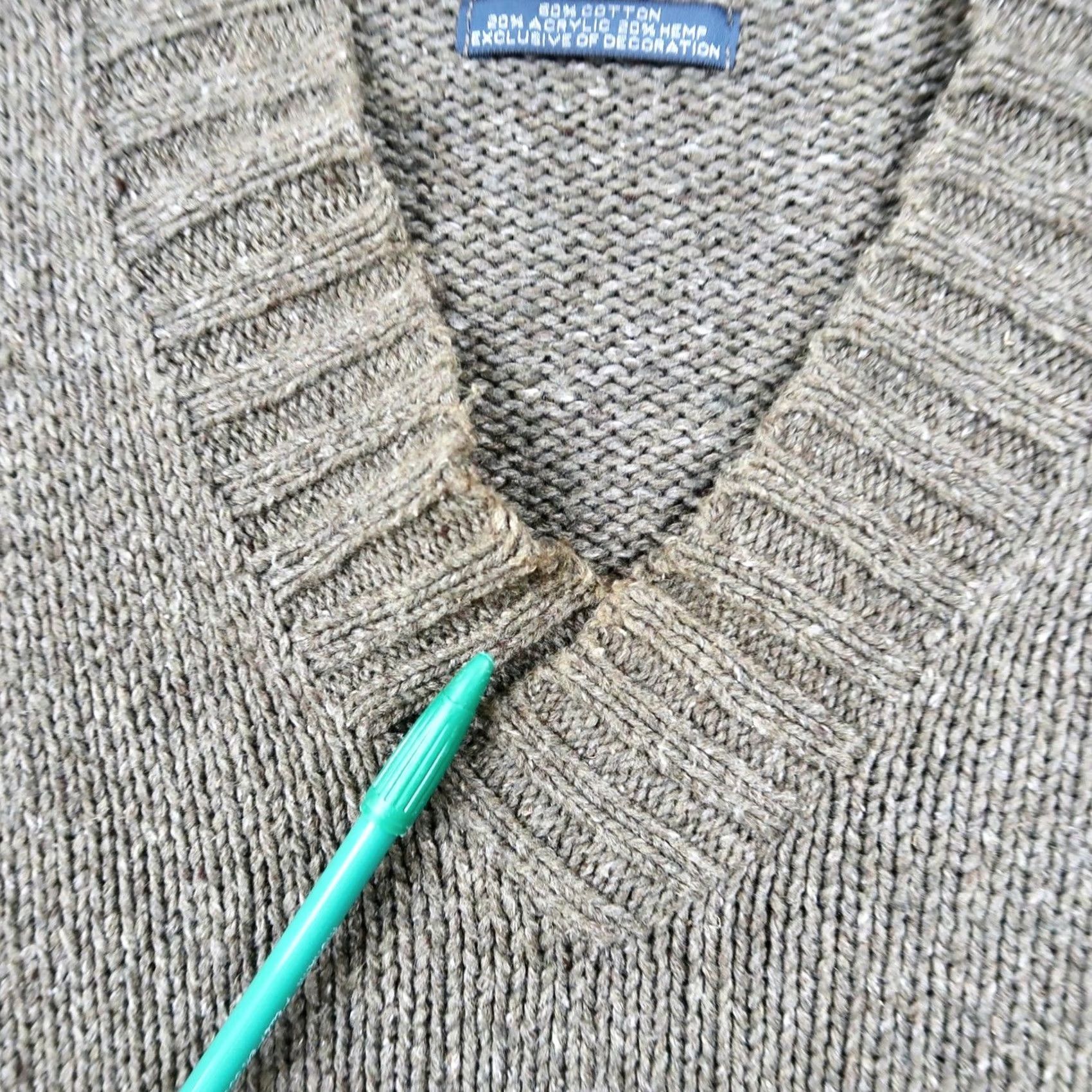 Polo Ralph Lauren Polo Ralph Lauren Sweater Olive Green XL V-Neck Long Sleeve Pullover Knit Cotton Hemp Elbow Patches Mens Size US XL / EU 56 / 4 - 4 Thumbnail