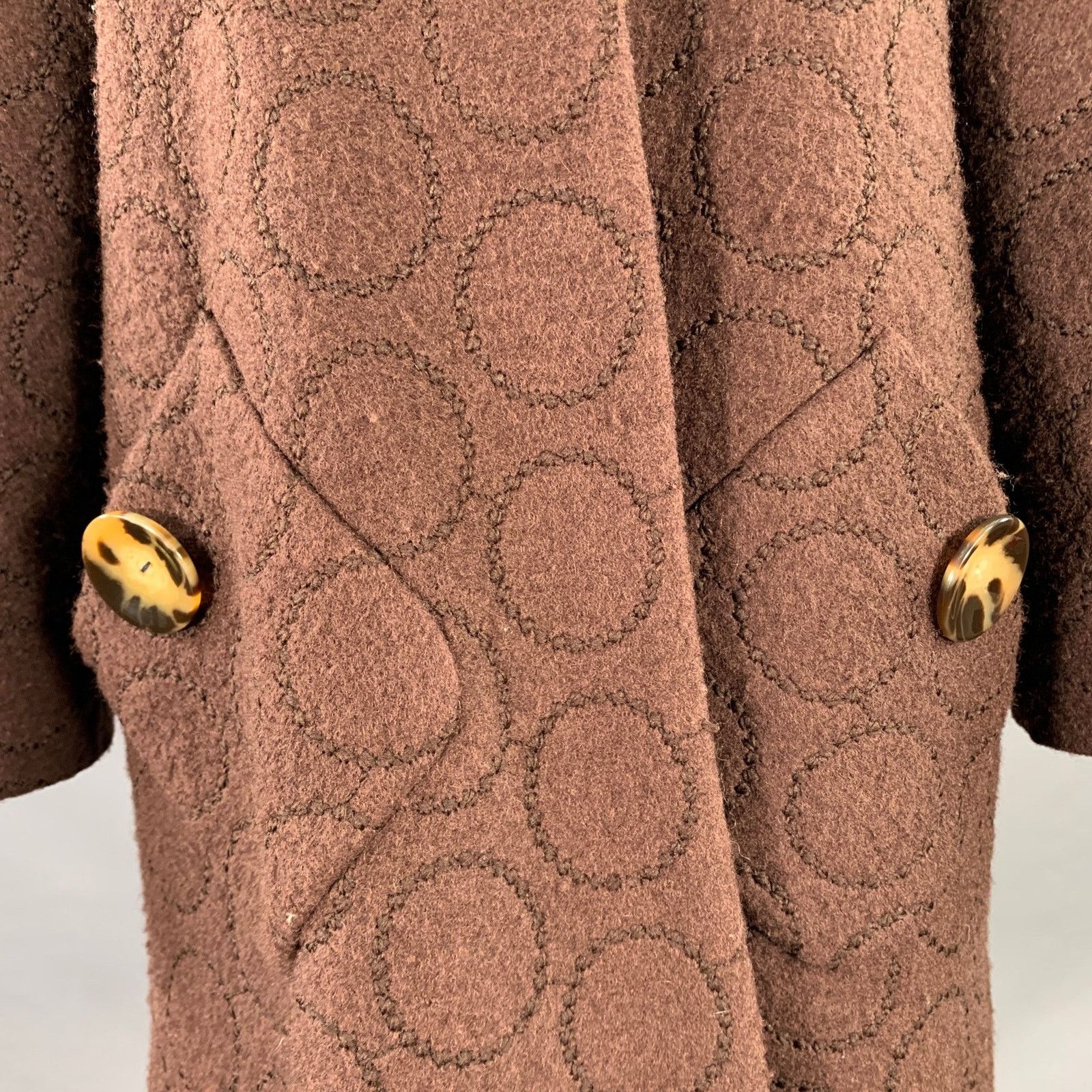 Other LIZ LOGIE Brown Wool Blend Embroidered Circles Raglan Jacket Size M / US 6-8 / IT 42-44 - 3 Thumbnail