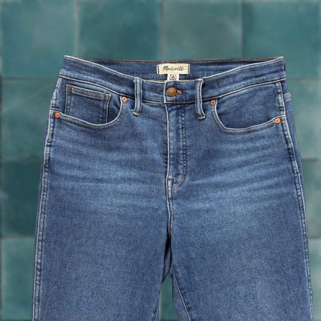 Madewell Madewell Jeans Womens 29 Blue Medium Wash High Rise Slim Stretch Denim Stovepipe Straight 5-Pocket Size 29" - 1 Thumbnail