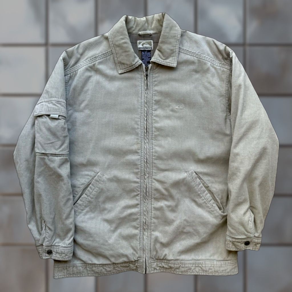 Quiksilver VINTAGE Quiksilver Jacket Small Gray Khaki Corduroy Full Zip J97 Size US S / EU 44-46 / 1 - 1 Thumbnail