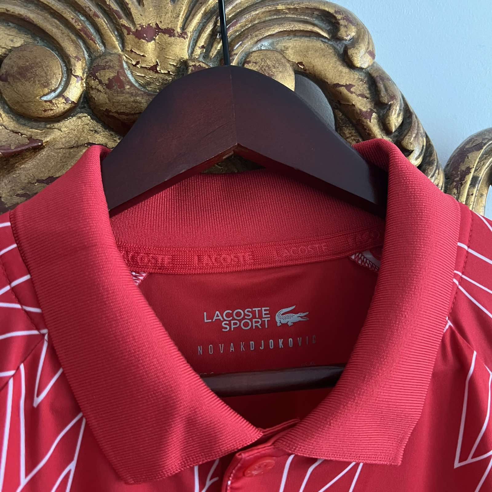 Lacoste LACOSTE Novak Djokovic Mens Polo Shirt Red White Size US XXL / EU 58 / 5 - 5 Thumbnail