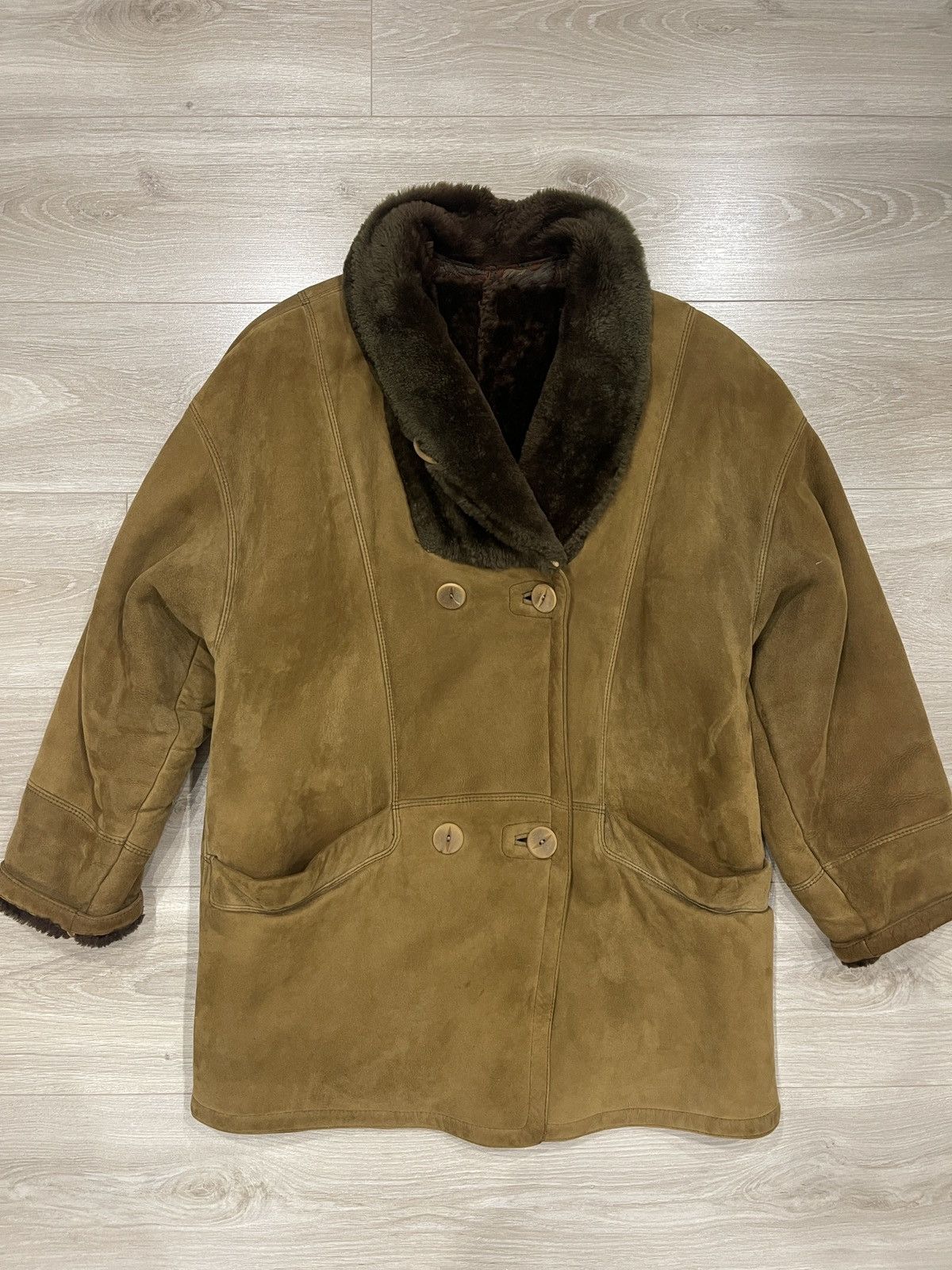 Gimo's Gimo’s Vintage 80s Shearling Coat Brown Suede Leather M/L Size US L / EU 52-54 / 3 - 6 Thumbnail