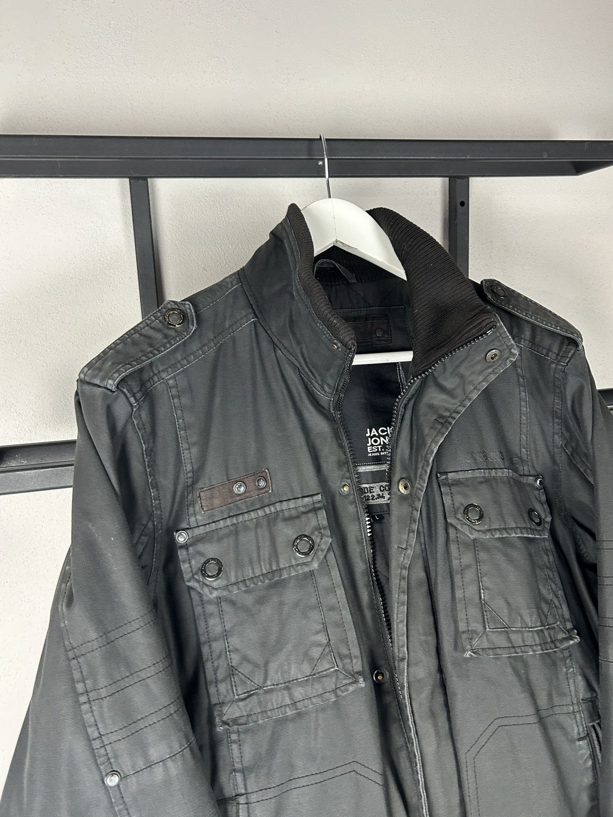 Japanese Brand VTG Avant Garde Rick Owens Style Cargo WAX Bomber Jacket 90s Size US M / EU 48-50 / 2 - 10 Thumbnail