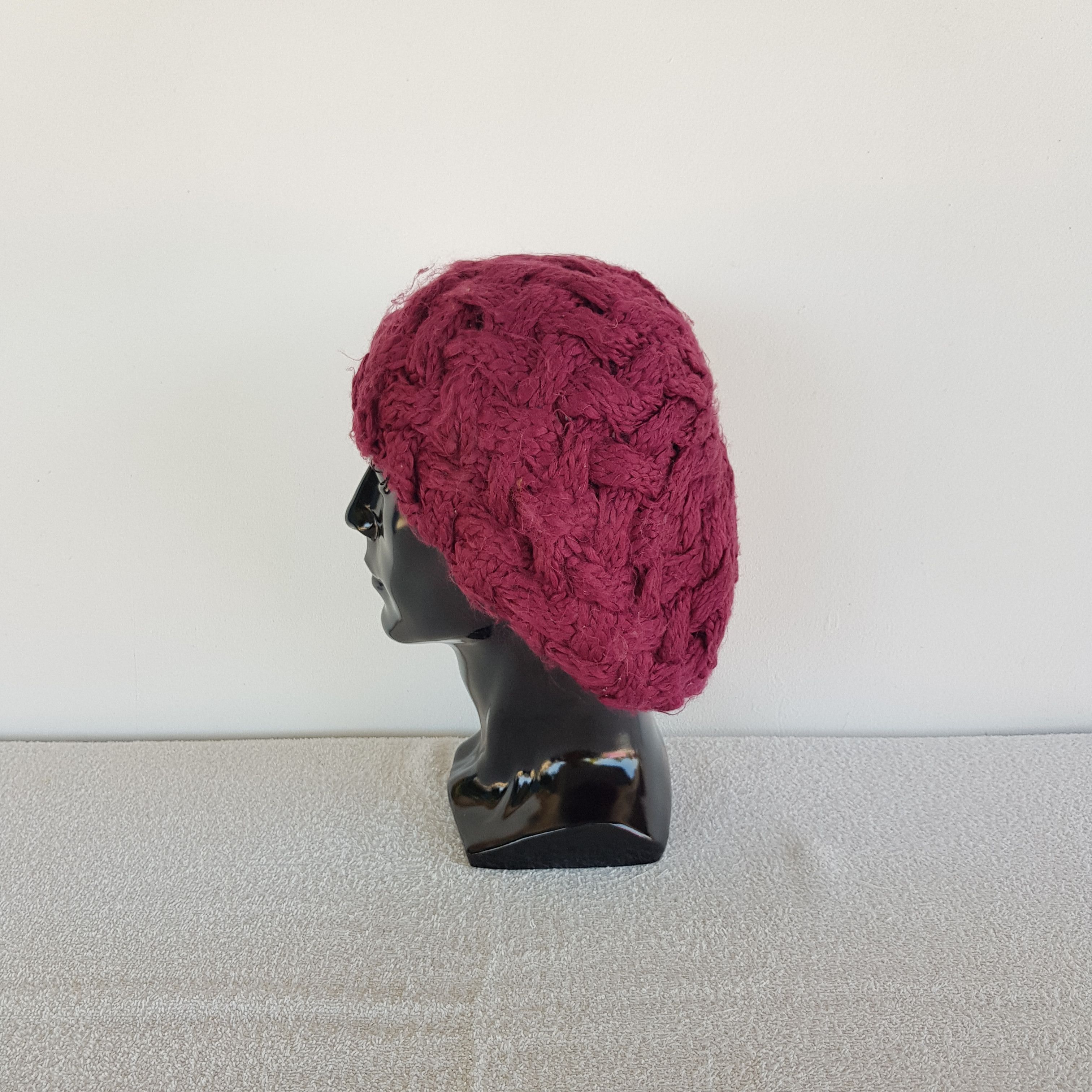 Japanese Brand Vintage Crochet Slouchy Beanie Y2K Cable Knit Snow Caps Hats Size ONE SIZE - 4 Thumbnail