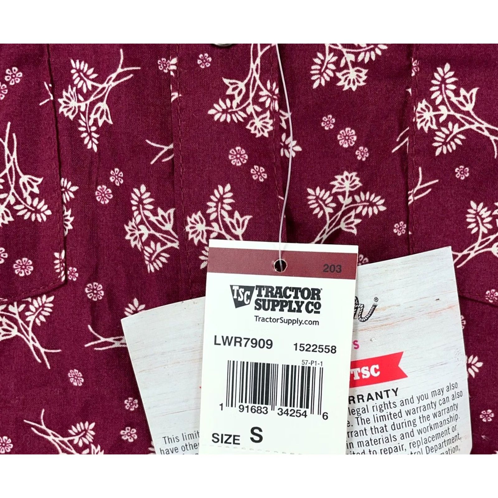 Wrangler Wrangler Wrancher Shirt Womens Small Burgundy Floral Cowboy Collared Pearl Snap Shirt Size S / US 4 / IT 40 - 4 Thumbnail