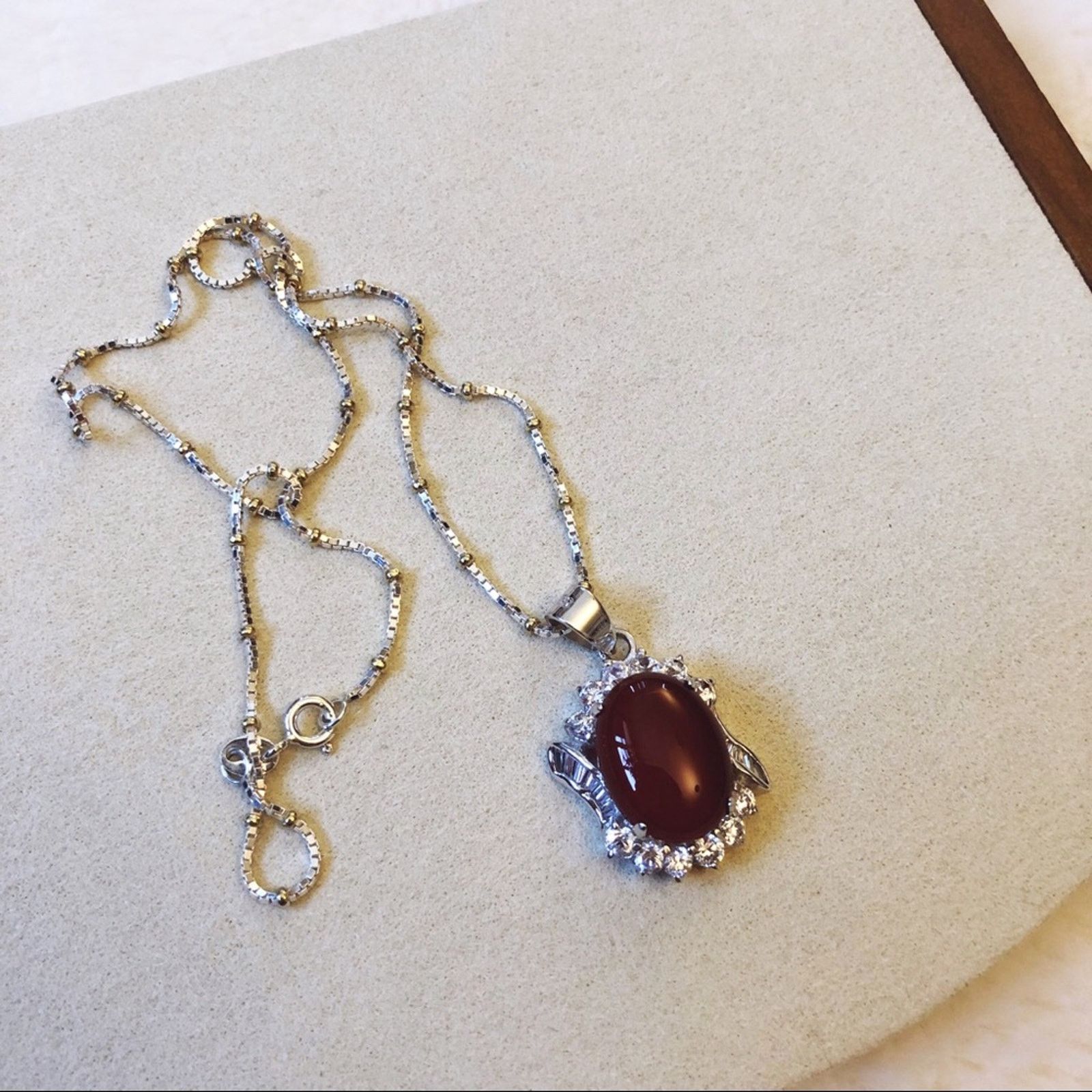 Other Sterling Silver Red Crystal Pendant Necklace Size ONE SIZE - 8 Thumbnail