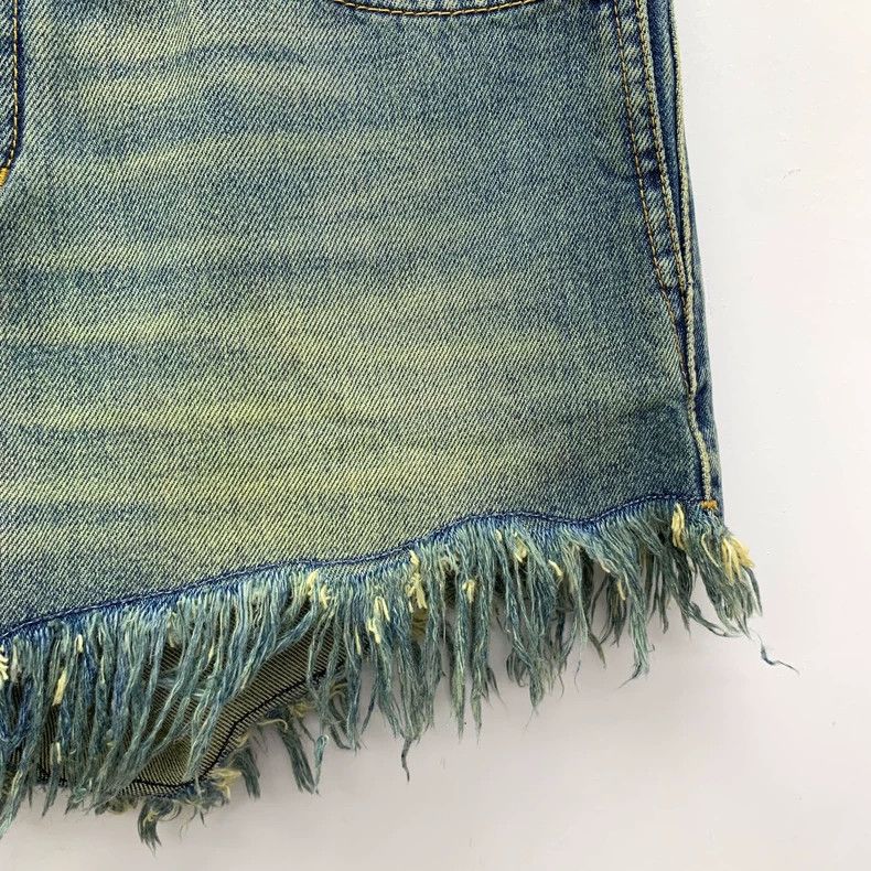 Saint Laurent Paris Saint Laurent Paris Blue washed old cotton fringed casual Size 27" / US 4 / IT 40 - 4 Thumbnail