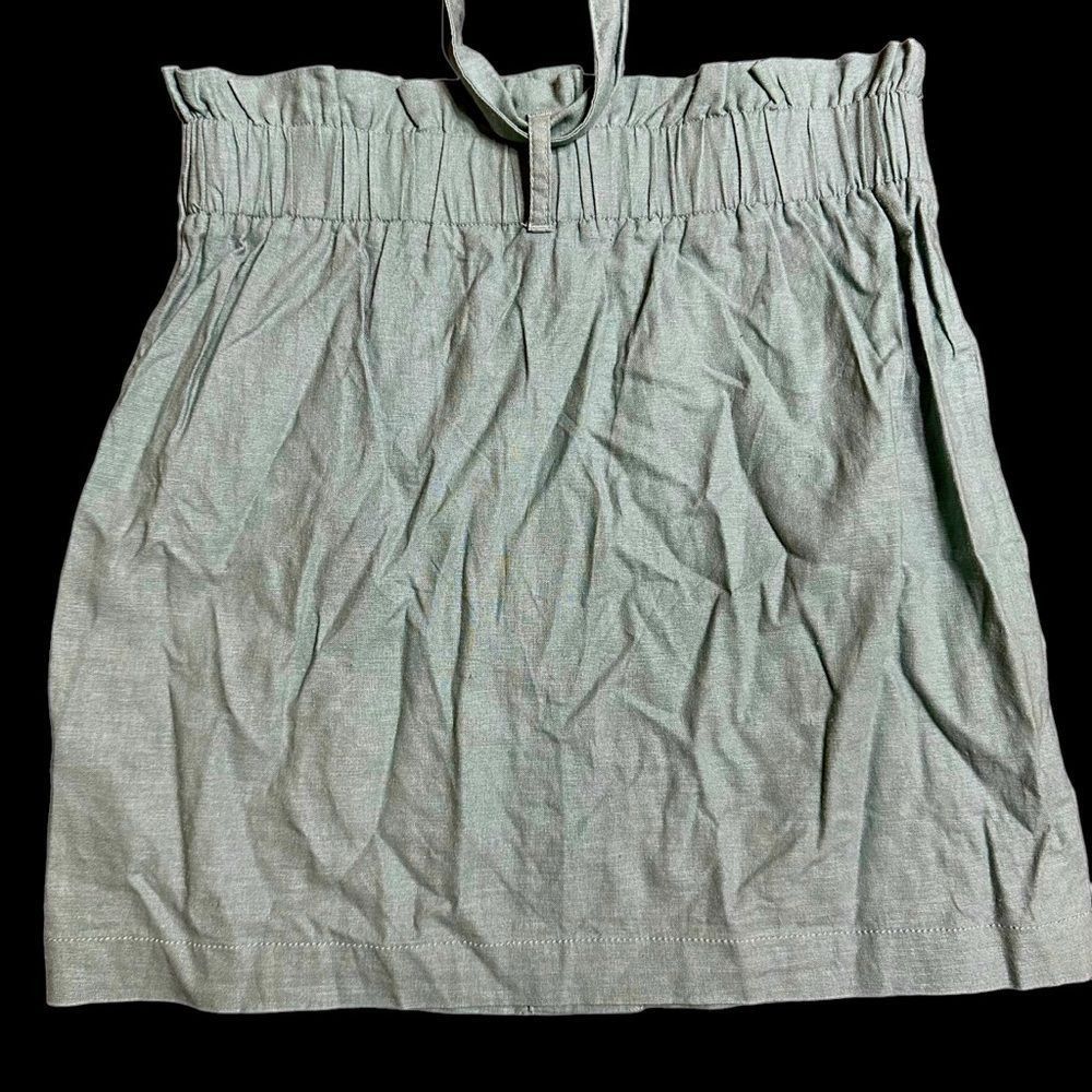 Topshop Topshop Pale Mint Green Linen Paper Bag Button up Mini Skirt Size 26" / US 2 / IT 38 - 3 Thumbnail