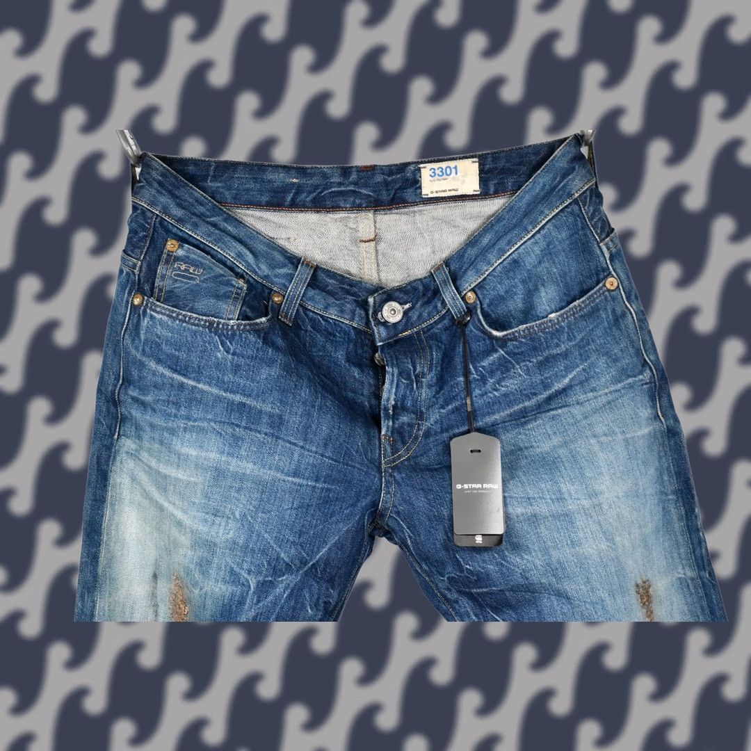 G-Star G-Star Raw 3301 Low Tapered RL Ravage Denim Selvedge Red Listing Jea ns W31/L34 Men Blue Cotton 100% 34in Inseam Vintage-Style? Size US 31 - 1 Thumbnail