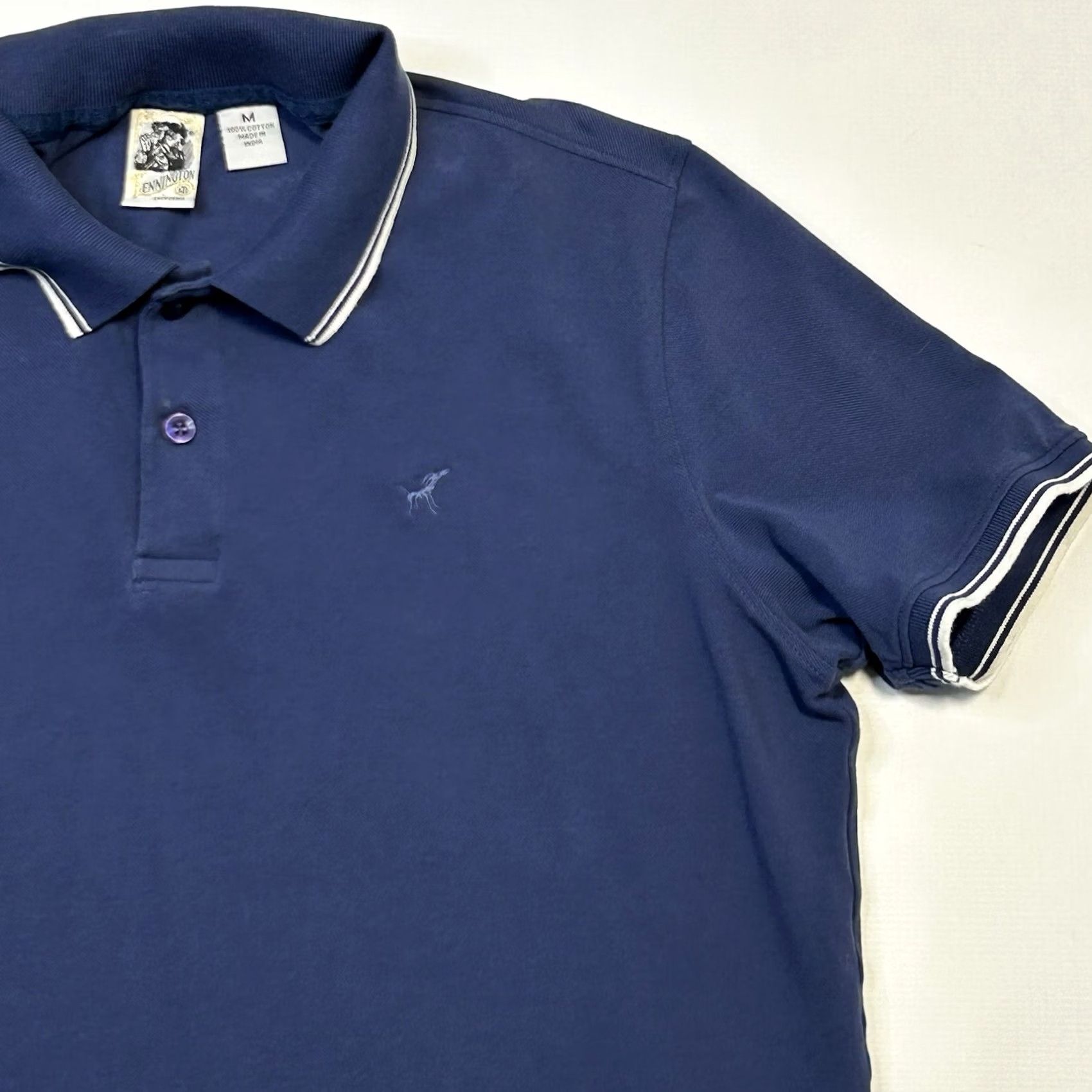 Vintage VINTAGE Kennington Polo Shirt Mens M Blue White Trim Cuff Embroidered 100% Cotton Classic Short Sleeve Size US M / EU 48-50 / 2 - 2 Thumbnail