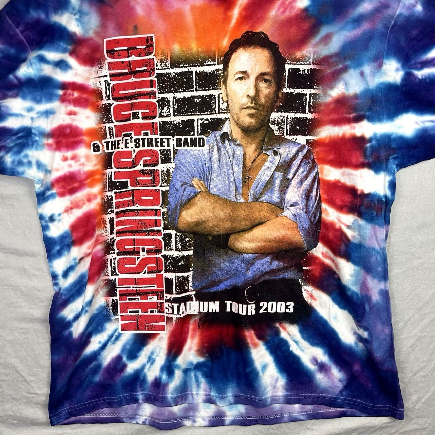 Delta VINTAGE Bruce Springsteen Shirt Mens XL Rock Band Tour Tie Dye Y2K Blue Cotton Graphic Print T-Shirt MS XL Men Band Music 2000s Theme Mens Size US XL / EU 56 / 4 - 3 Thumbnail
