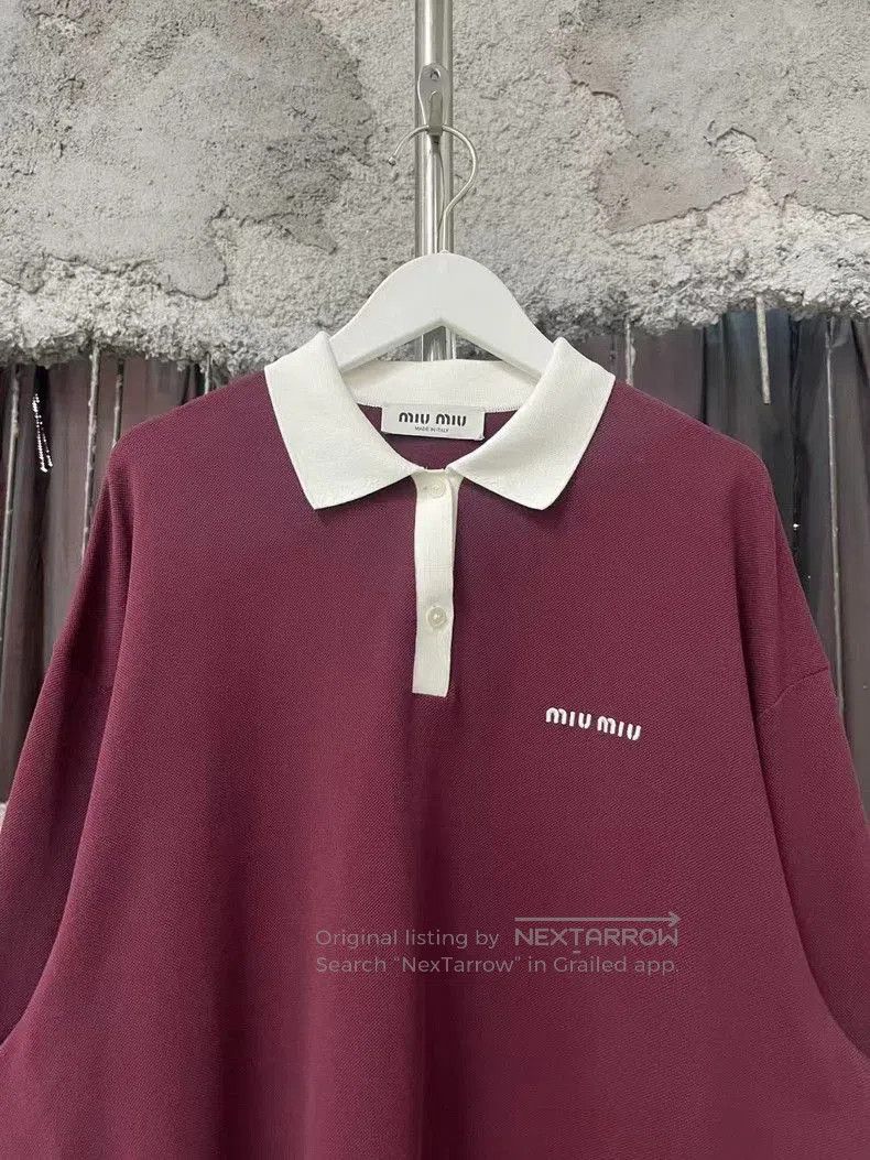 Miu Miu Miumiu Burgundy Long Sleeve Polo Shirt. Size US XS / EU 42 / 0 - 3 Thumbnail