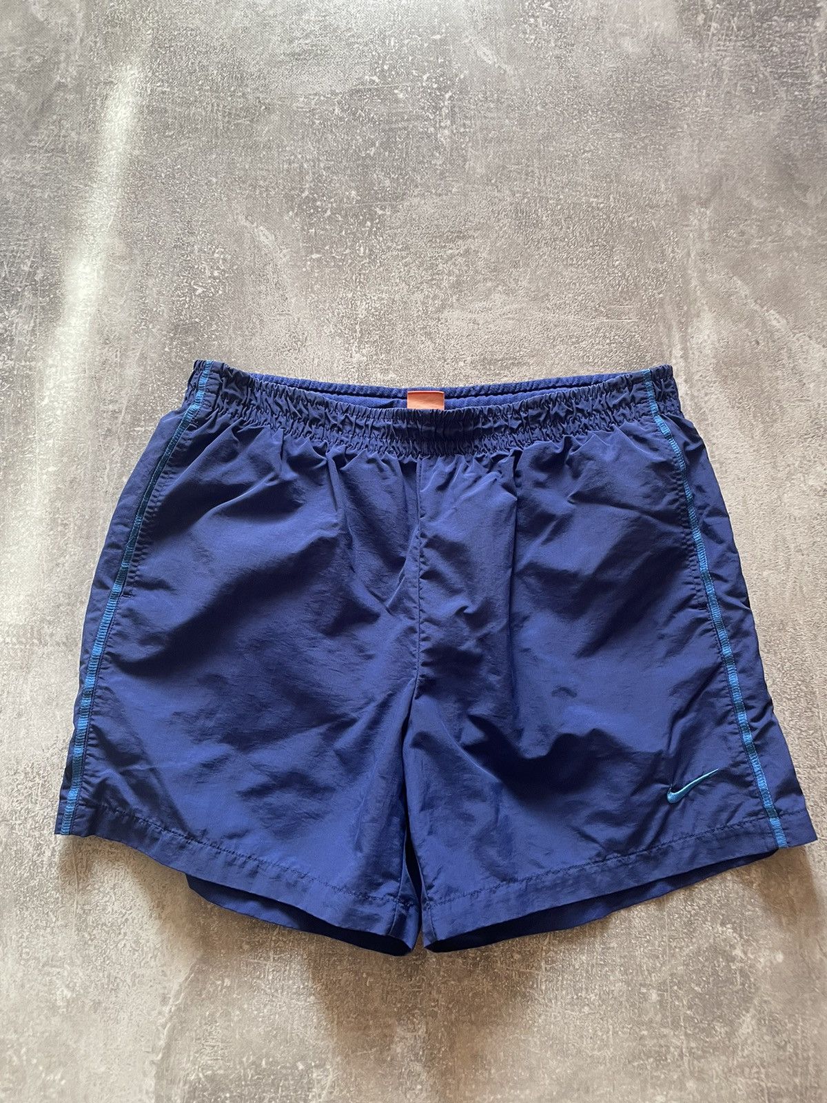 Nike × Vintage Vintage Nike Blue Nylon Shorts Swoosh Logo Y2K Size US 36 / EU 52 - 1 Thumbnail