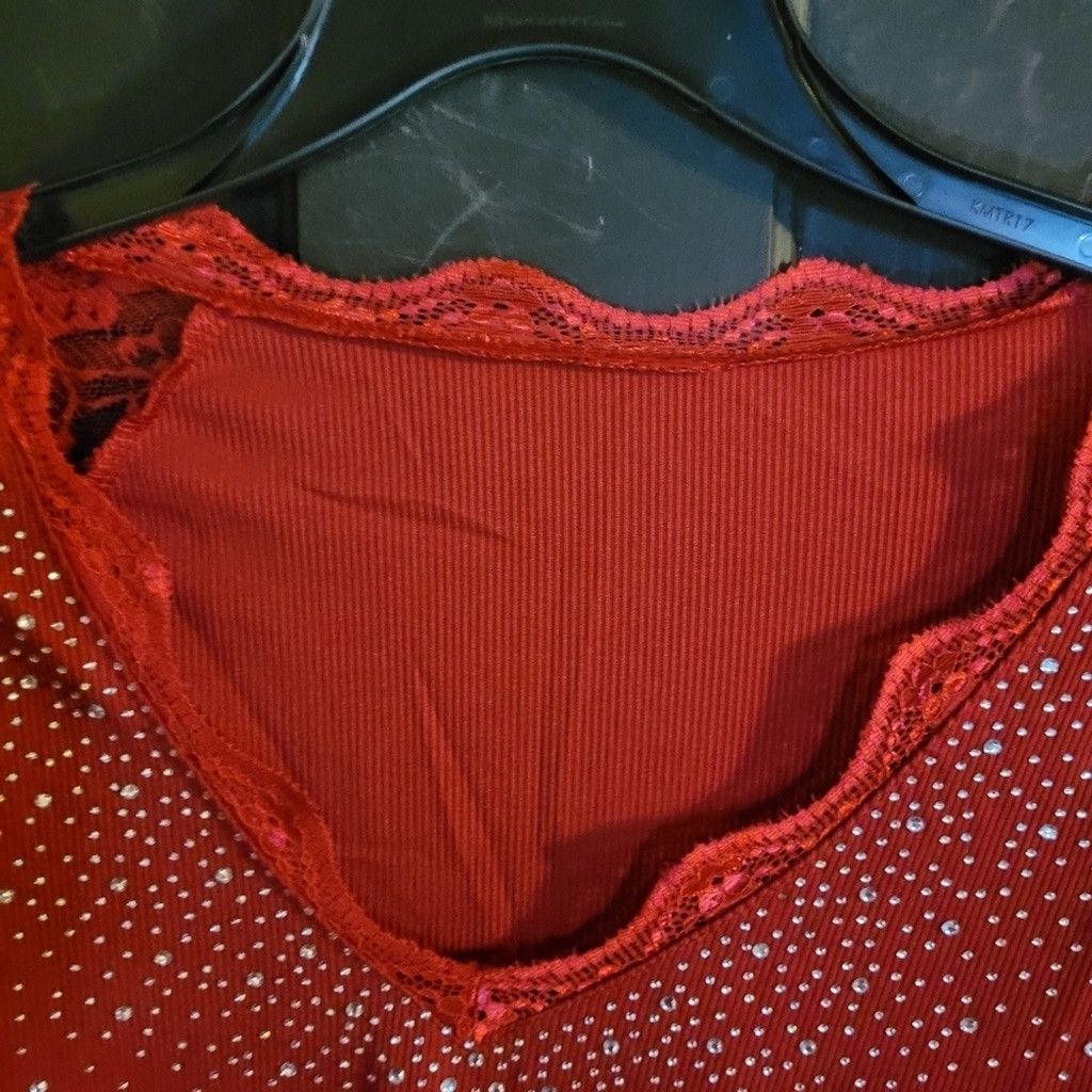 Other Unknown brand, shirt, red/w sparkles,, NWOT, Size XL,small Size XL / US 12-14 / IT 48-50 - 2 Thumbnail
