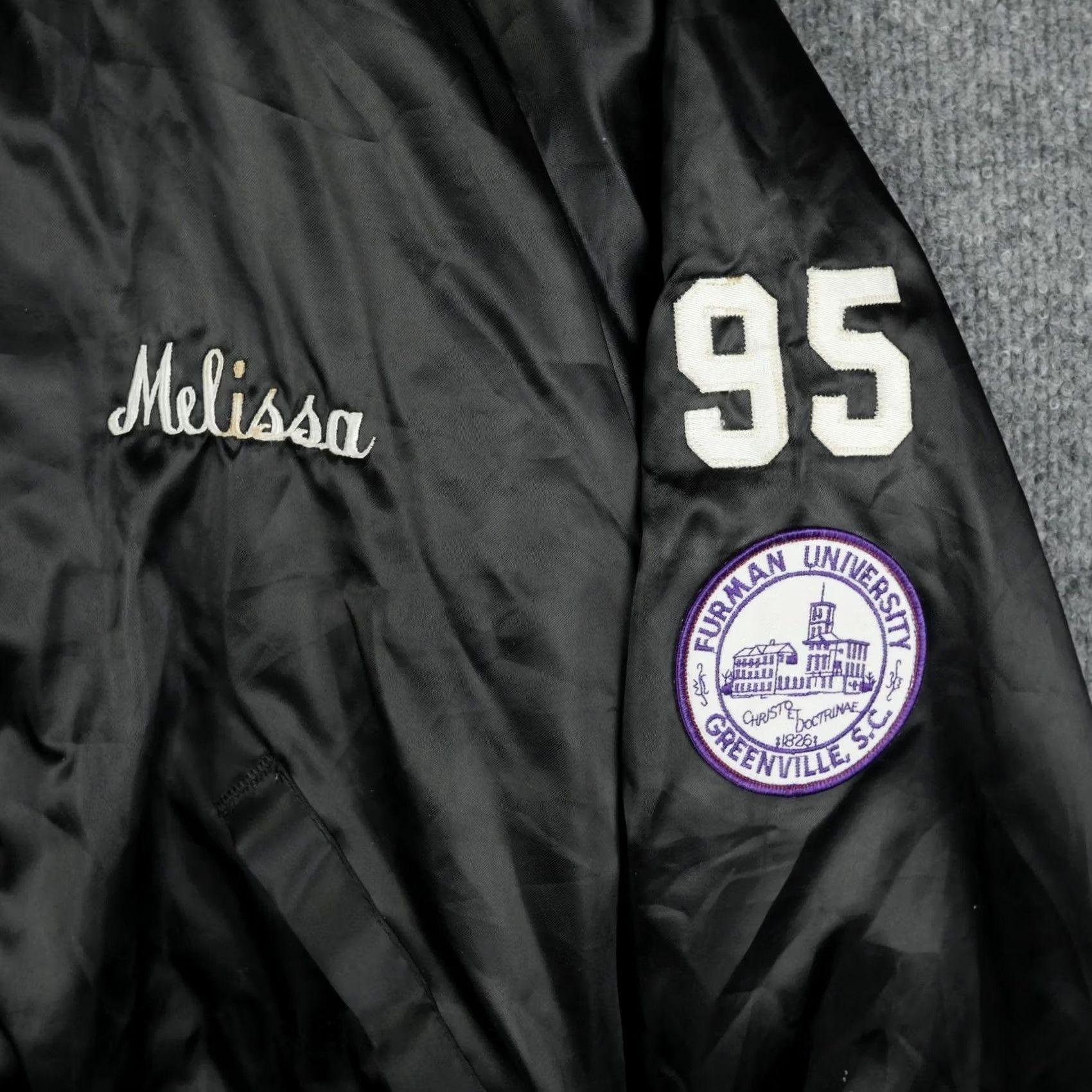 Dunbrooke VINTAGE Dunbrooke Jacket Womens M Satin Colonial Cheerleading Varsity Black 90s Womens Size M / US 6-8 / IT 42-44 - 2 Thumbnail