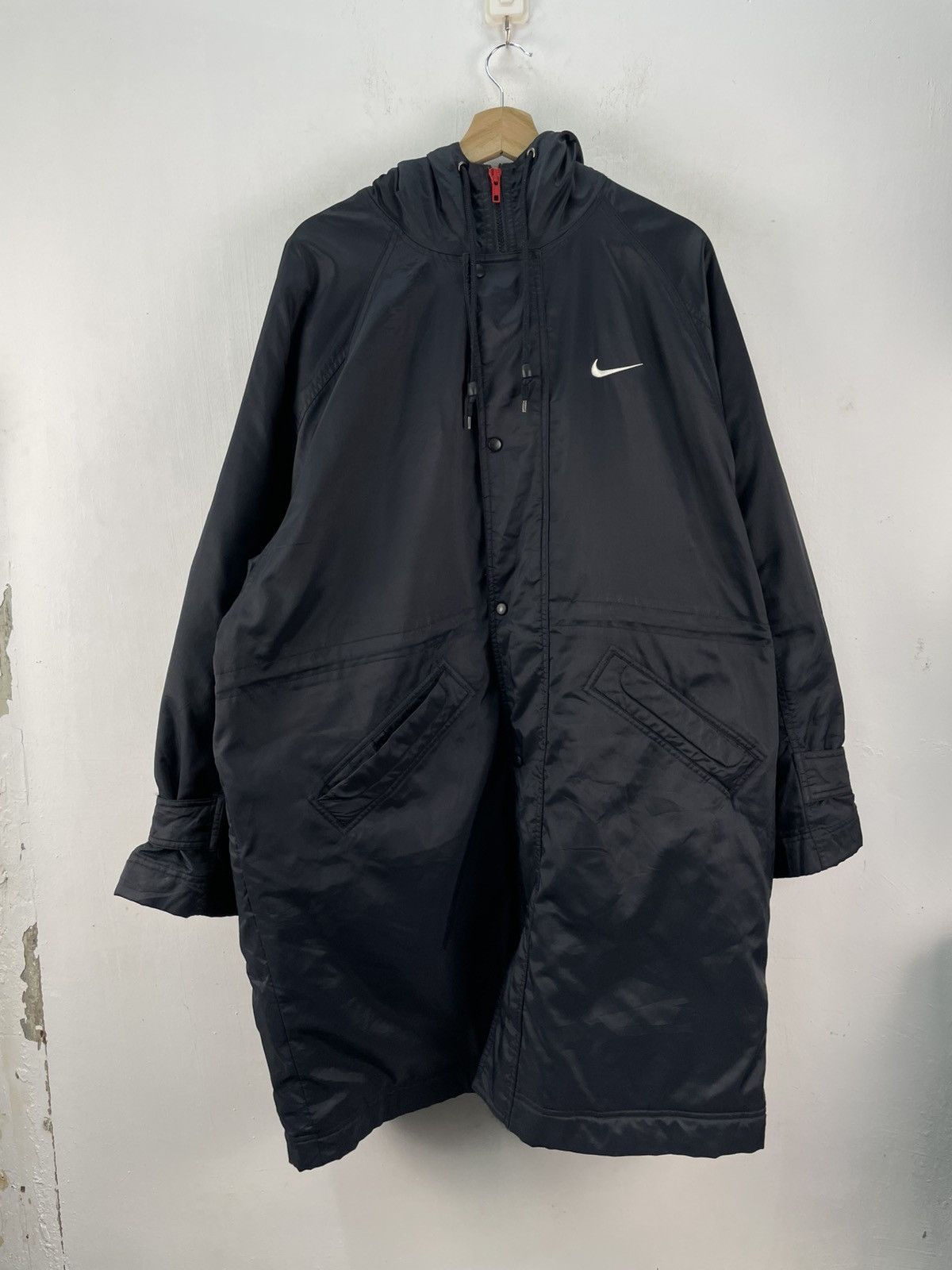 Nike × Vintage Vintage 90s Nike Center Raincoat Hoodie Jacket Sherpa Lining Size US L / EU 52-54 / 3 - 7 Thumbnail