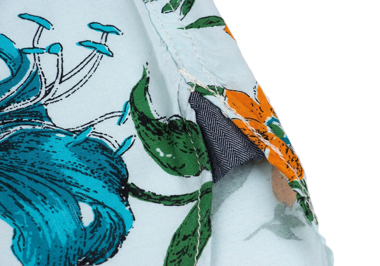 Junya Watanabe Floral Print Rayon Short Sleeve Shirt in Light Blue Size US XS / EU 42 / 0 - 9 Thumbnail