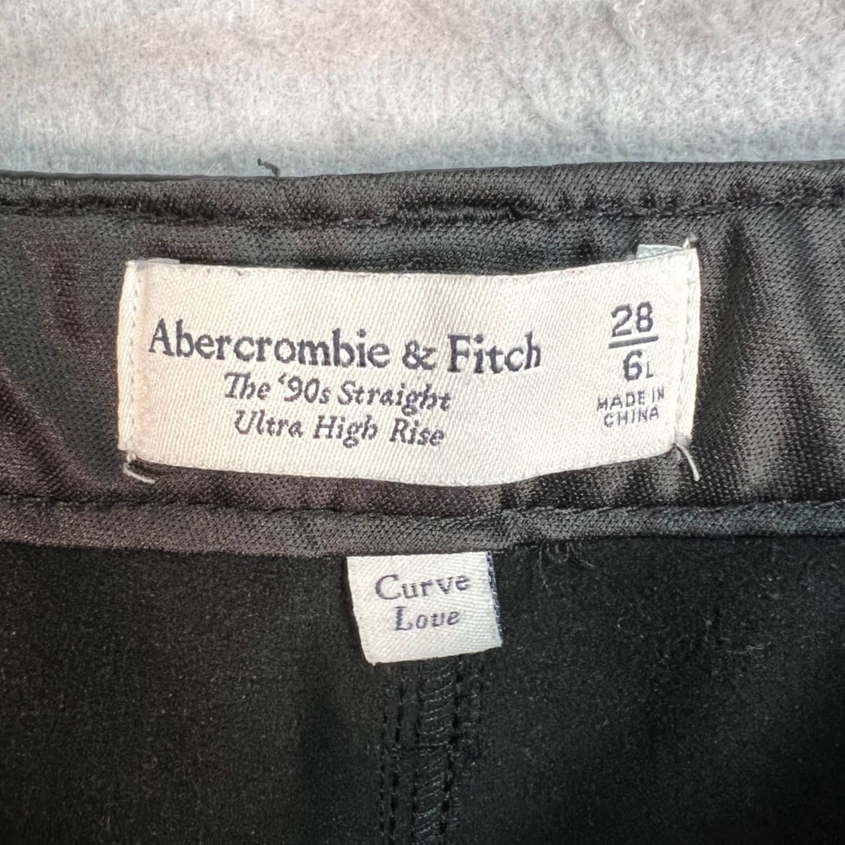 Abercrombie & Fitch VINTAGE Abercrombie & Fitch Womens Black Faux Leather 90s Straight Ultra High Rise Pants Size 28" / US 6 / IT 42 - 3 Thumbnail